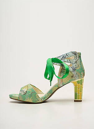 Sandale/pantofi decupați material neted toc de 7 la 9 cm verde LAURA VITA femeie