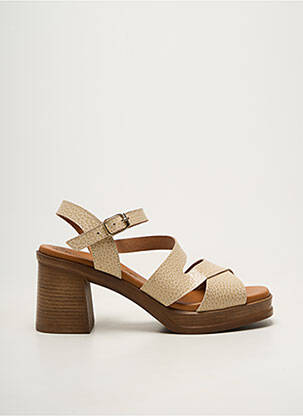 Sandale/pantofi decupați material neted toc de 7 la 9 cm bej EVA FRUTOS femeie