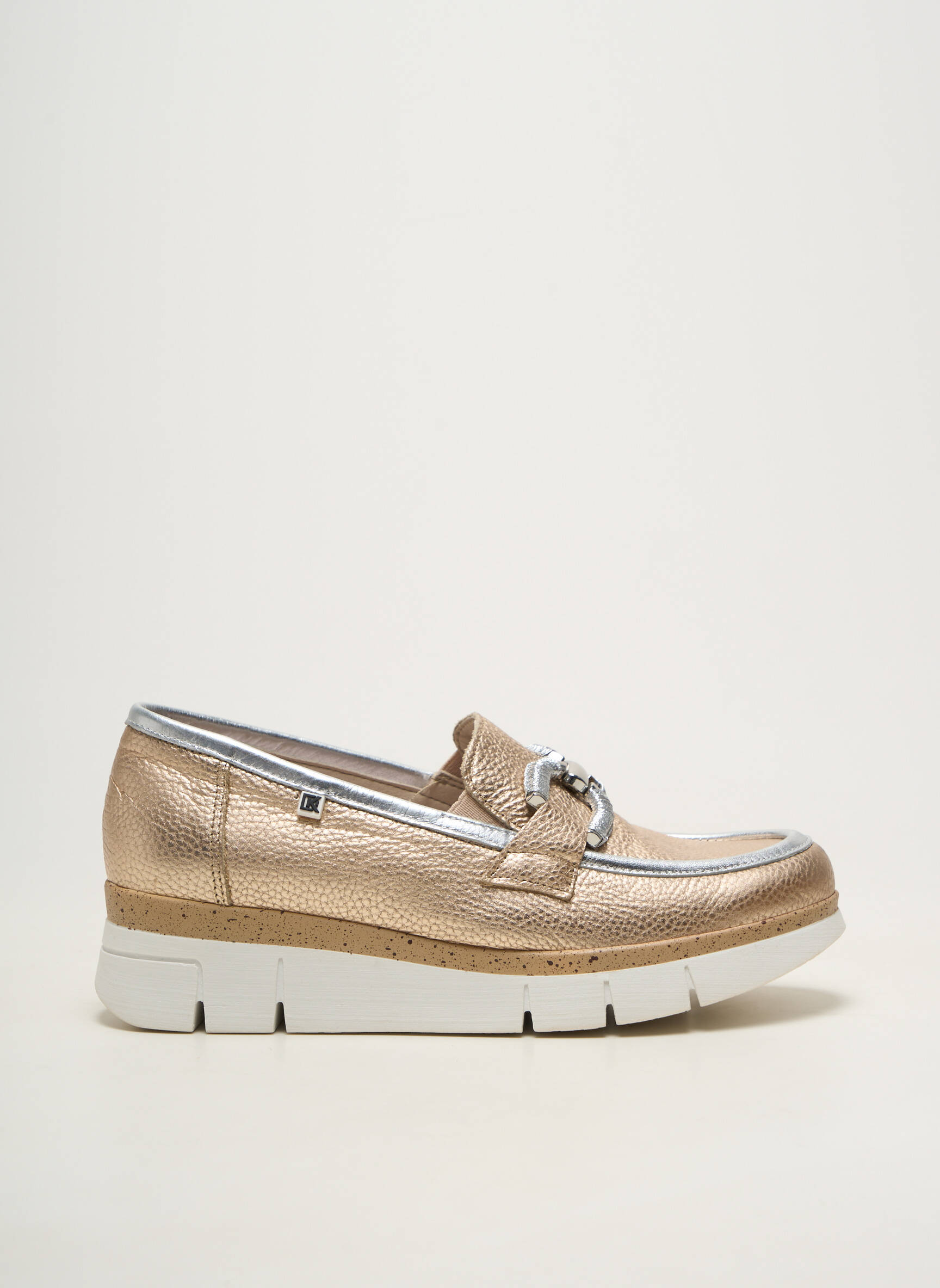 Mocasini material neted toc de 4 la 6 cm auriu DORKING femeie