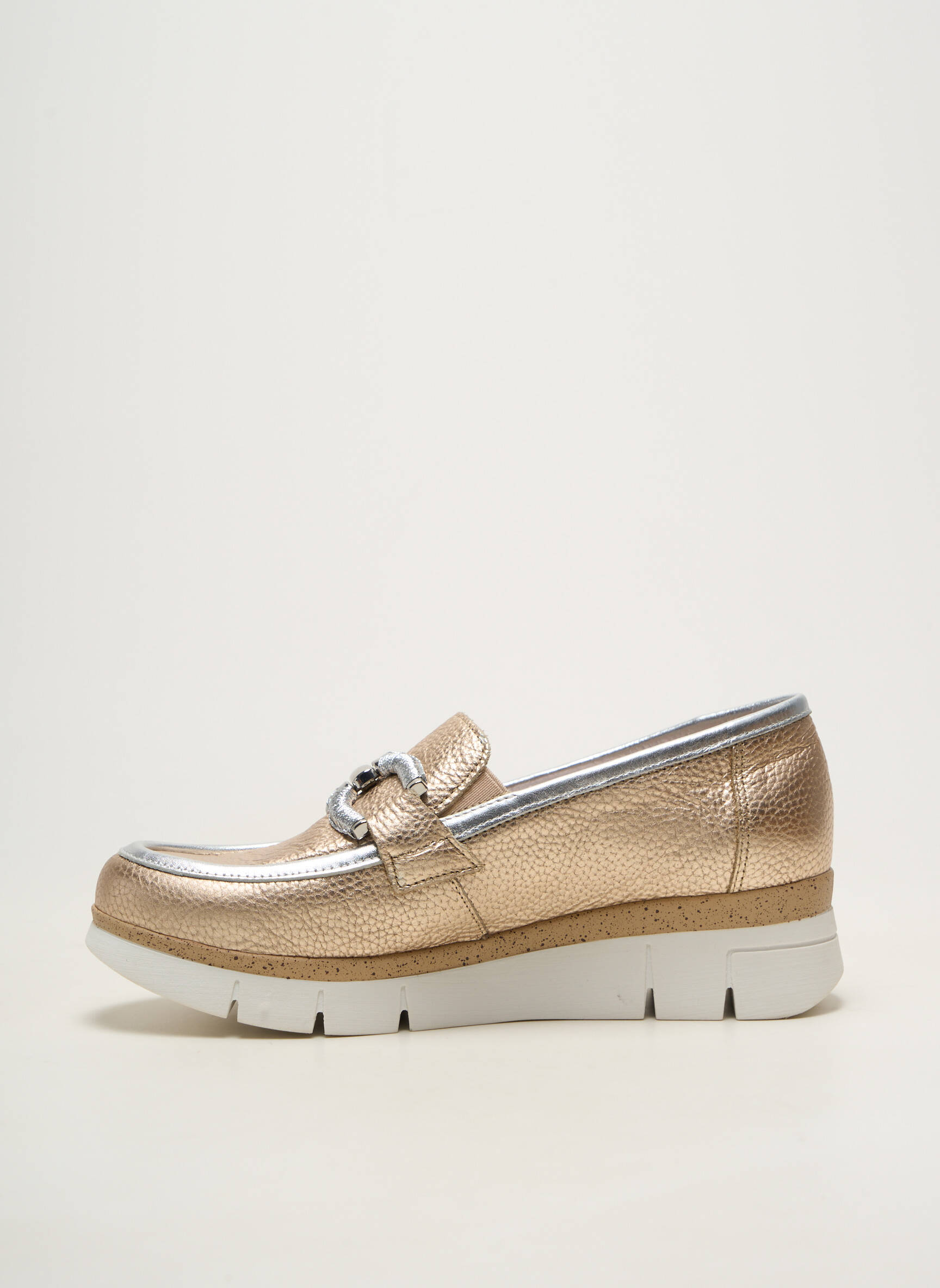 Mocasini material neted toc de 4 la 6 cm auriu DORKING femeie