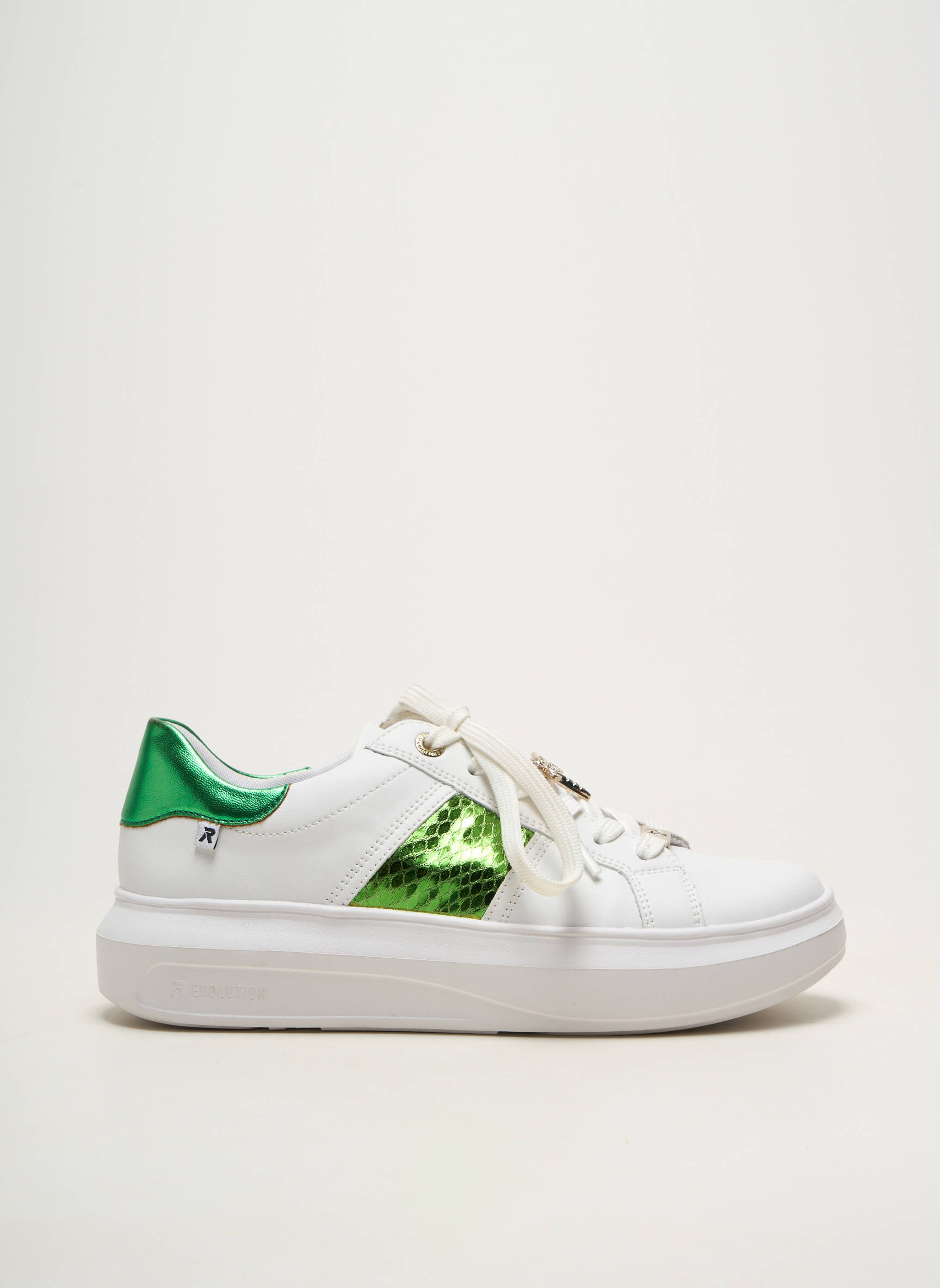 Adidași material neted toc plat până la 3 cm alb RIEKER femeie