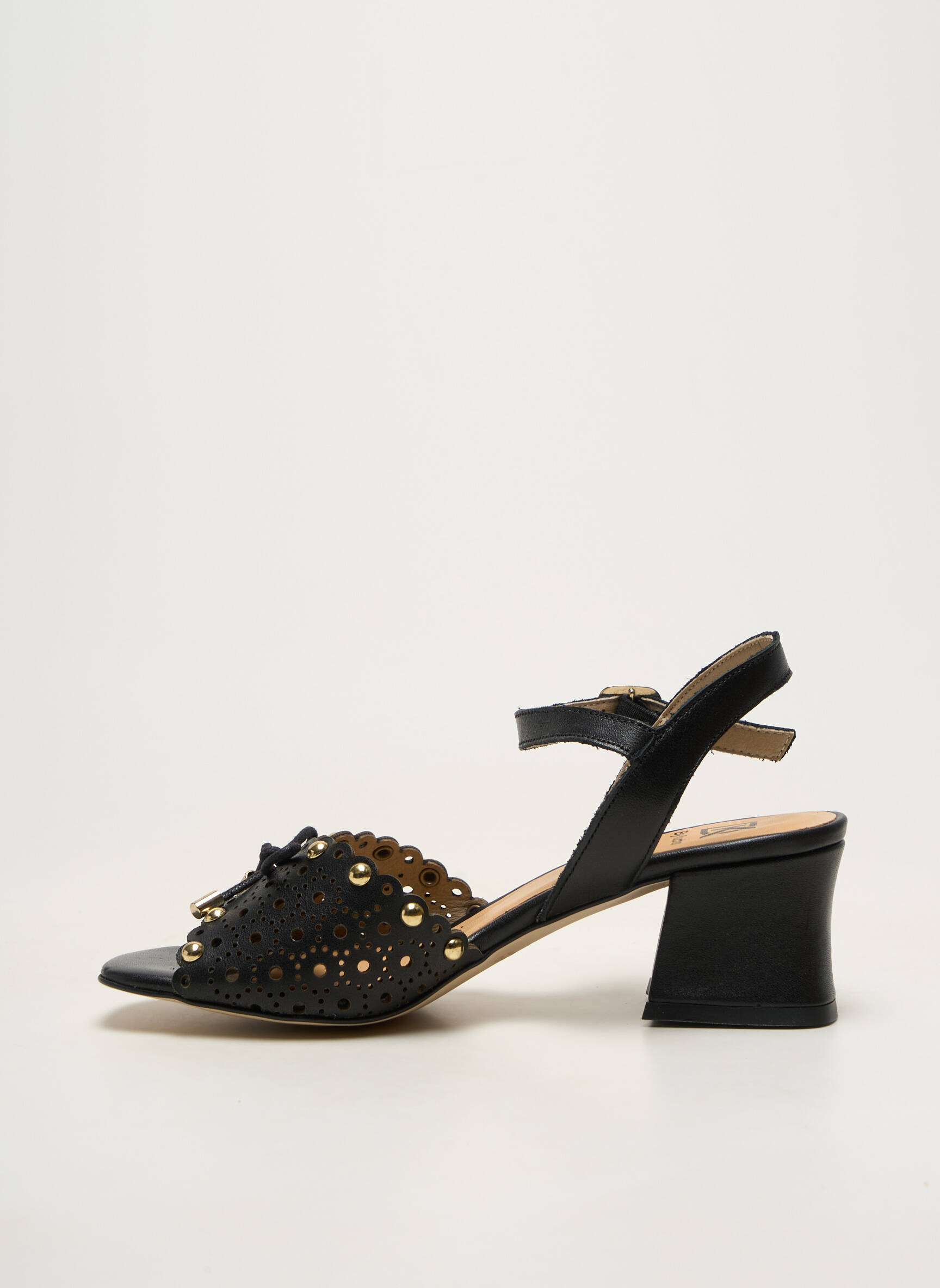 Sandale/pantofi decupați material neted toc de 4 la 6 cm negru FLUCHOS femeie