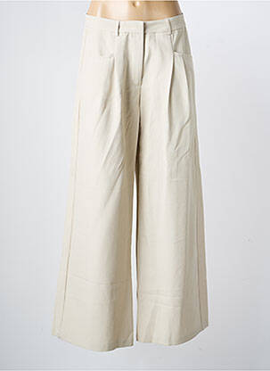 Pantalon larg țesătură crep talie înaltă bej NEKANE femeie