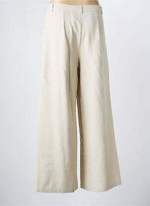 Pantalon larg țesătură crep talie înaltă bej NEKANE femeie