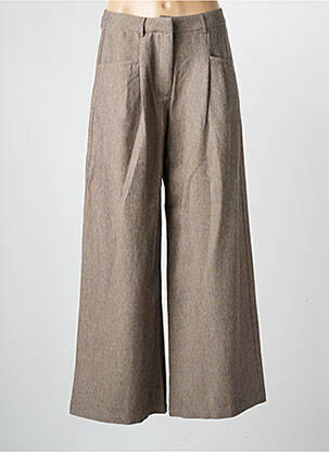 Pantalon larg talie cu cleme talie înaltă maro NEKANE femeie