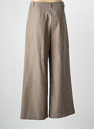 Pantalon larg talie cu cleme talie înaltă maro NEKANE femeie