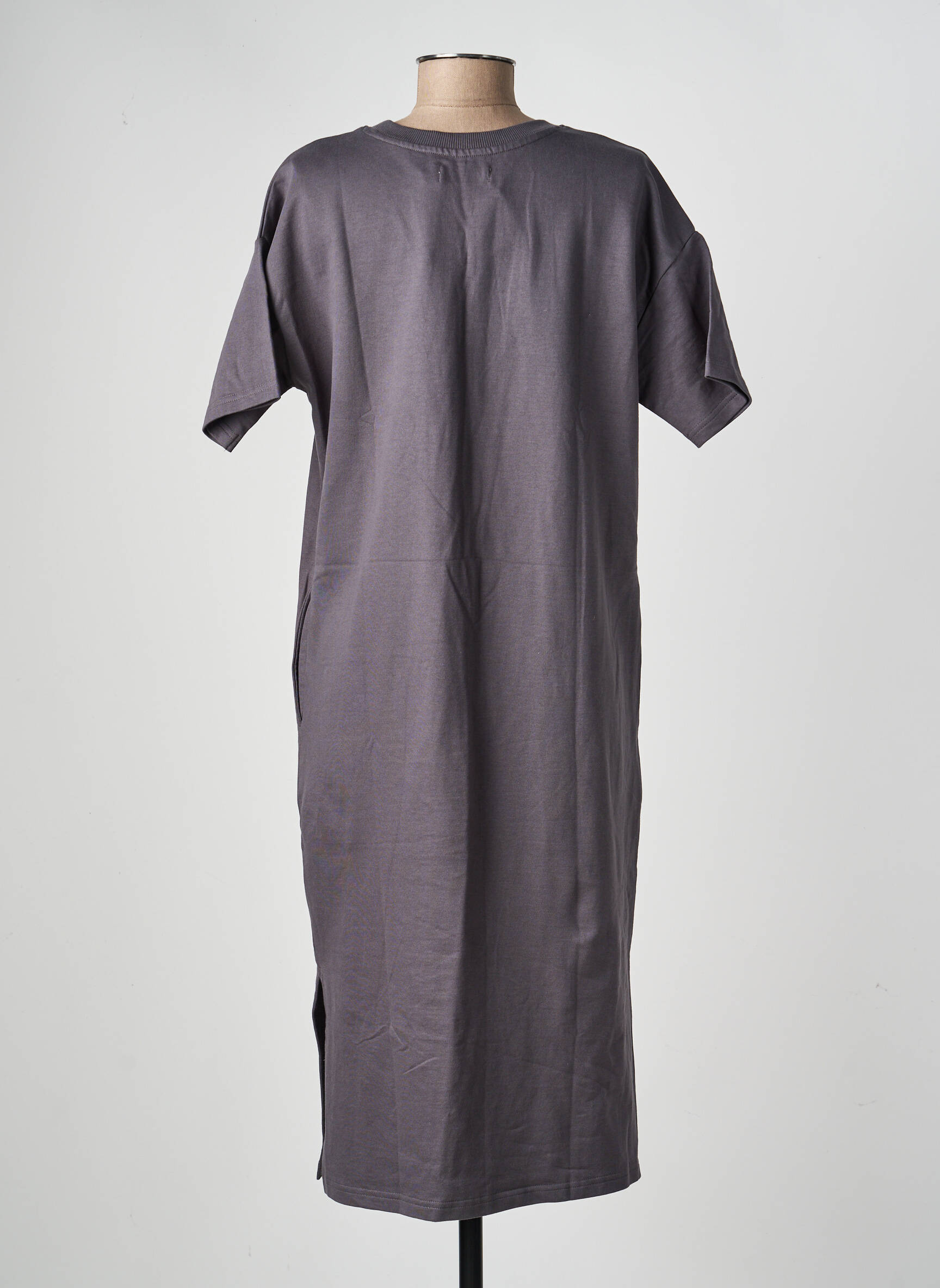 Rochie midi mâneci scurte mâneci scurte gri DEELUXE femeie