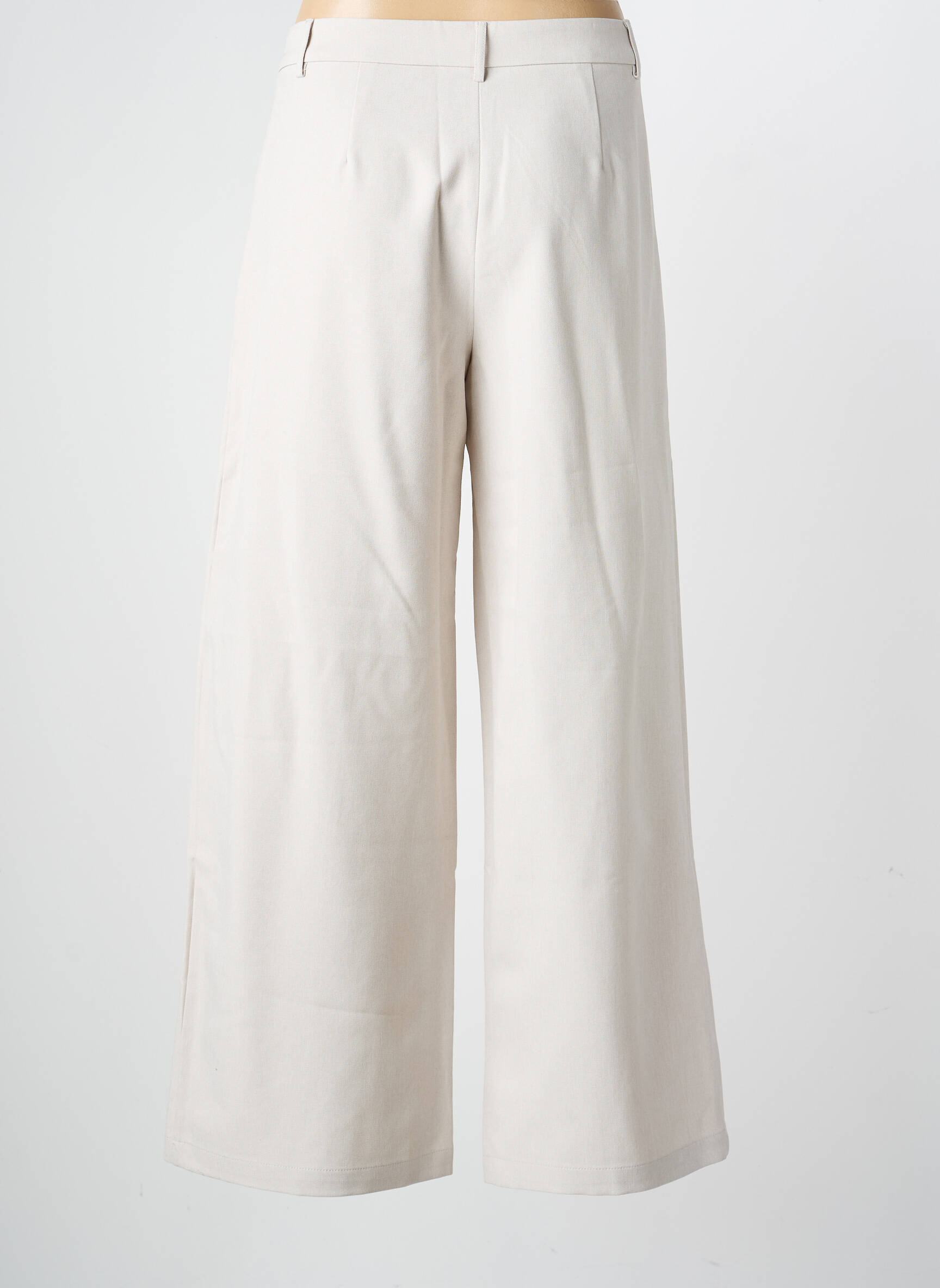 Pantalon larg țesătură crep talie înaltă gri NEKANE femeie