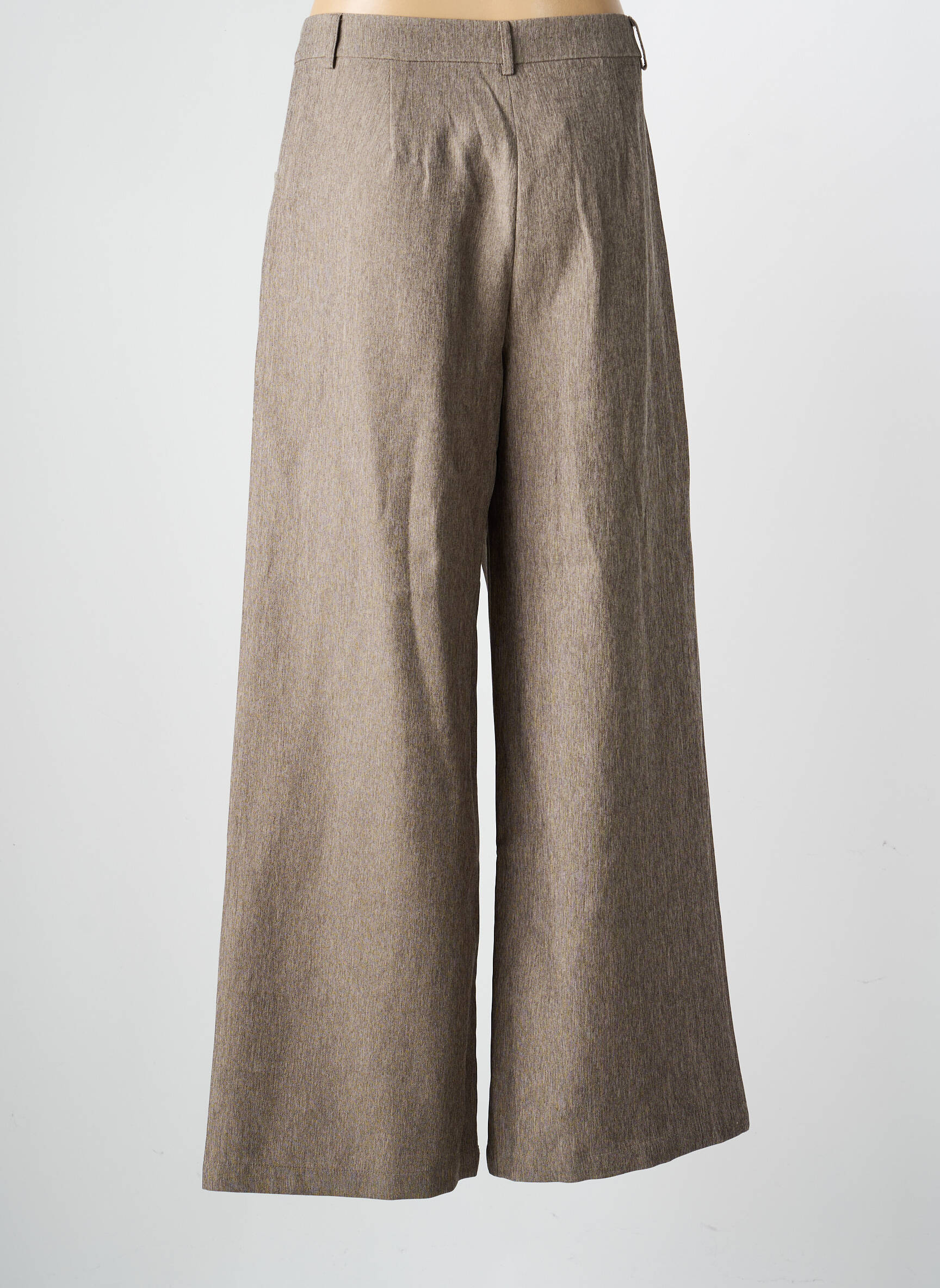 Pantalon larg talie cu cleme talie înaltă maro NEKANE femeie