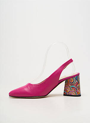 Pantofi cu toc material neted toc de 7 la 9 cm roz BRUNATE femeie