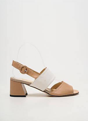 Sandale/pantofi decupați material neted toc de 4 la 6 cm bej BRUNATE femeie