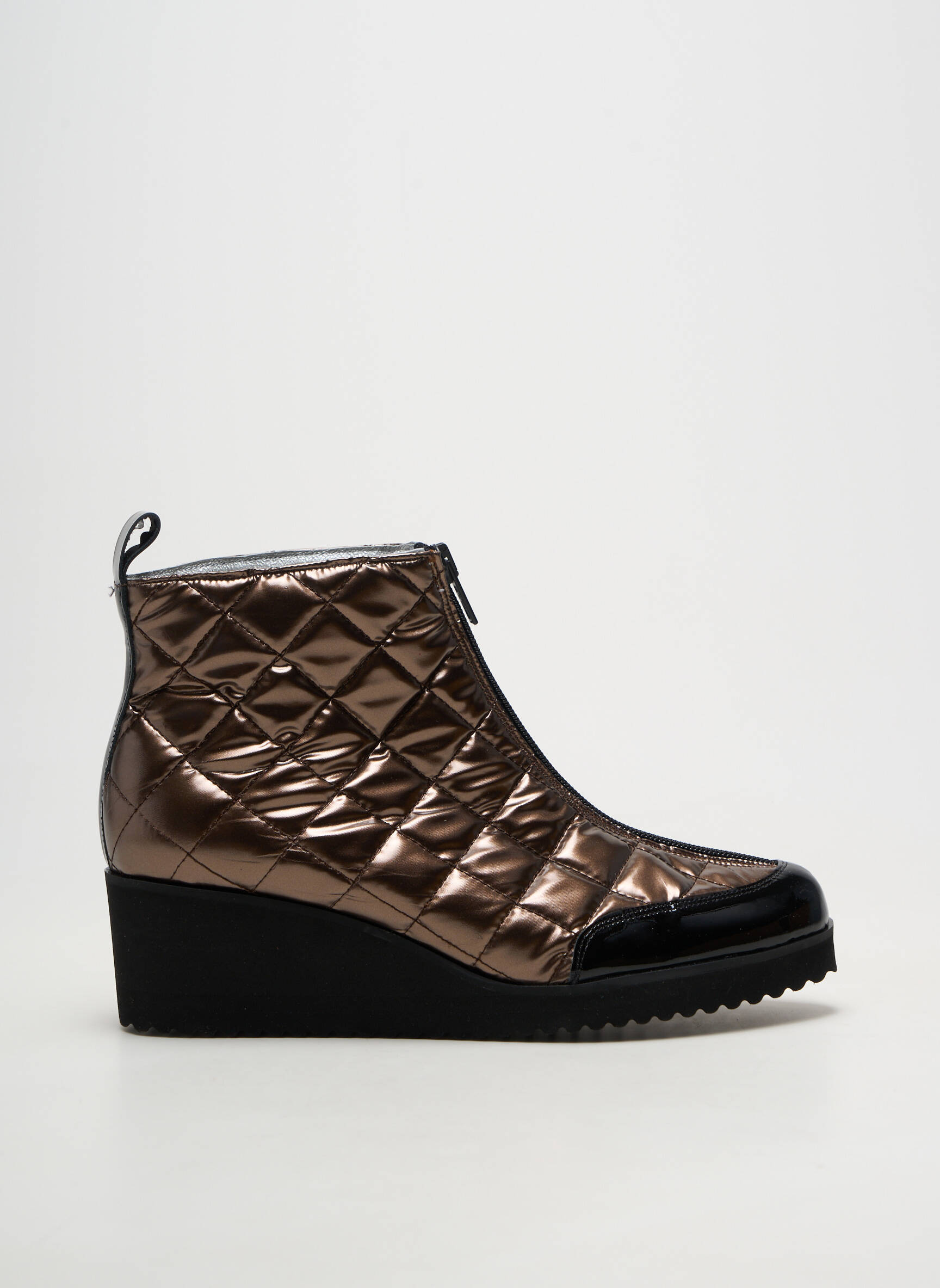 Botine/ghete material neted toc de 4 la 6 cm maro AZUREE femeie
