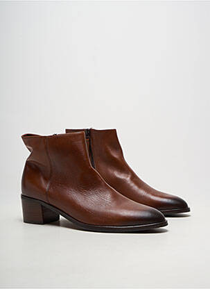 Botine/ghete material neted toc de 4 la 6 cm maro PERTINI femeie