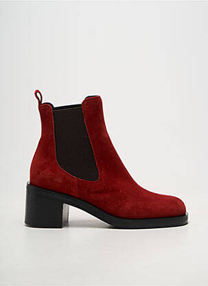 Botine/ghete vârf rotund toc de 4 la 6 cm roșu ZOCAL femeie
