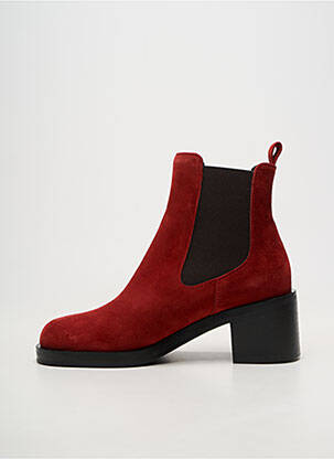 Botine/ghete vârf rotund toc de 4 la 6 cm roșu ZOCAL femeie