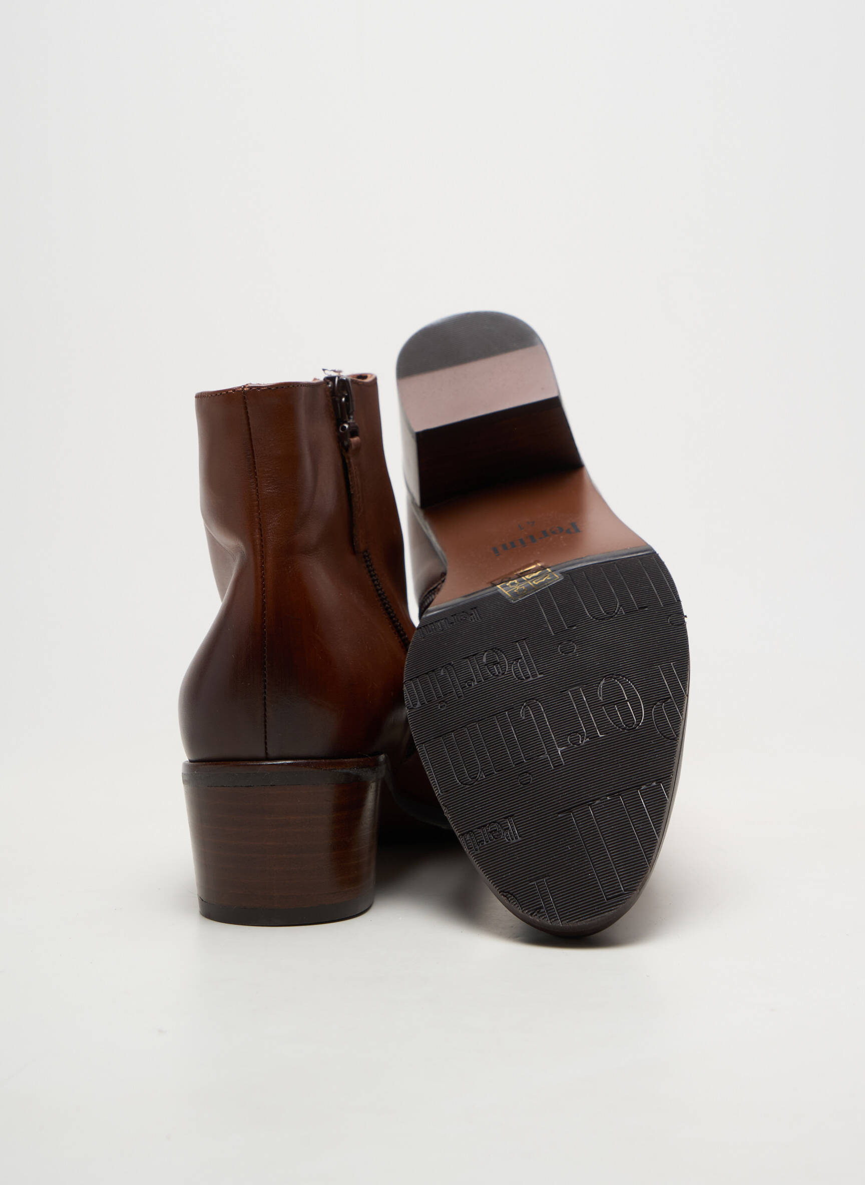 Botine/ghete material neted toc de 4 la 6 cm maro PERTINI femeie