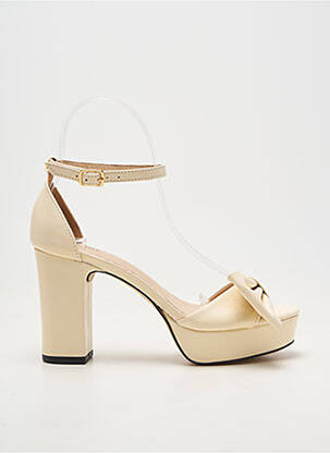 Sandale/pantofi decupați material neted toc de 7 la 9 cm bej GREIGE femeie