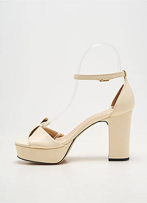 Sandale/pantofi decupați material neted toc de 7 la 9 cm bej GREIGE femeie