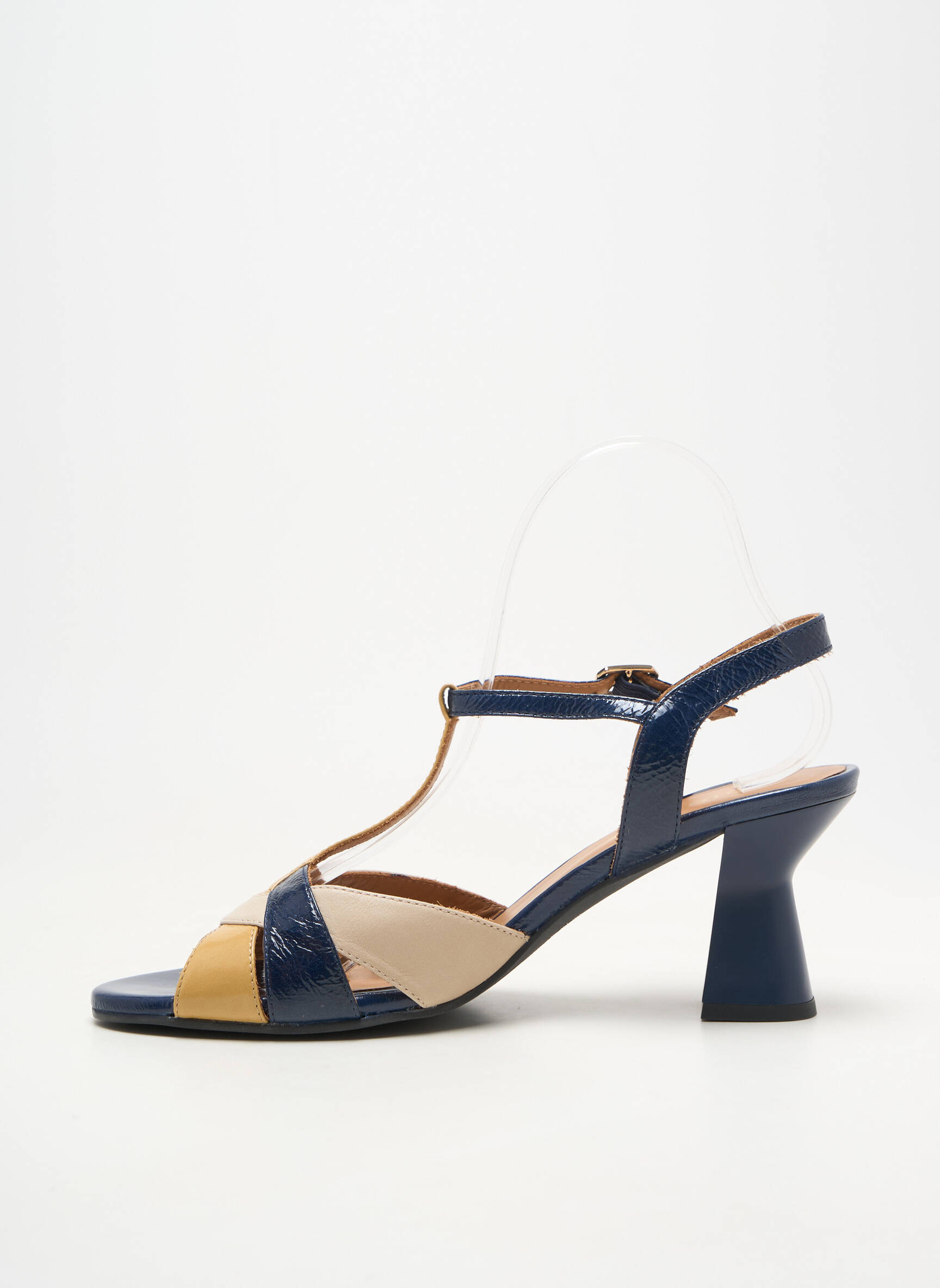 Sandale/pantofi decupați material neted toc de 7 la 9 cm albastru LODI LOVE femeie