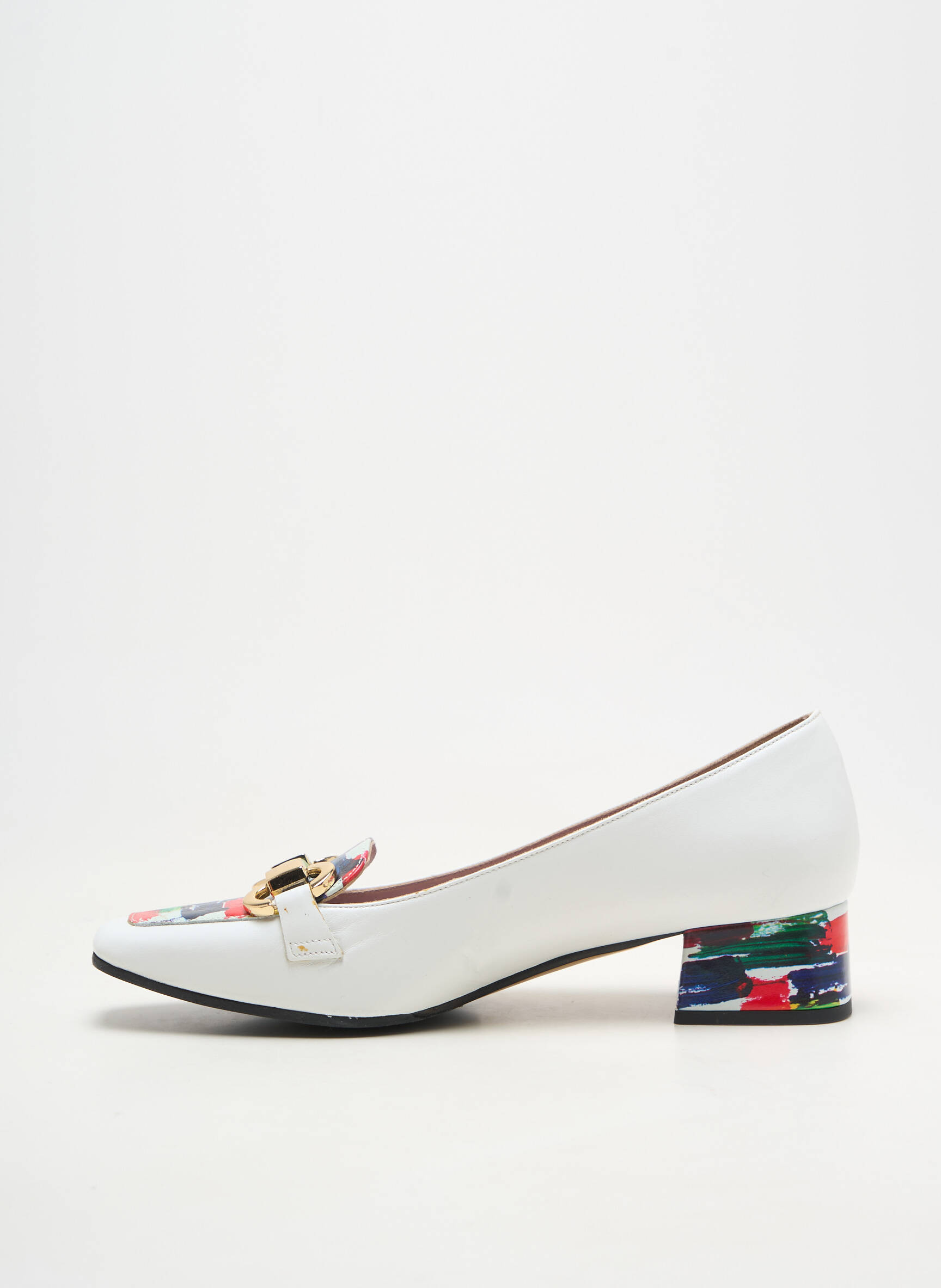 Pantofi cu toc material neted toc plat până la 3 cm alb MUSELLA femeie
