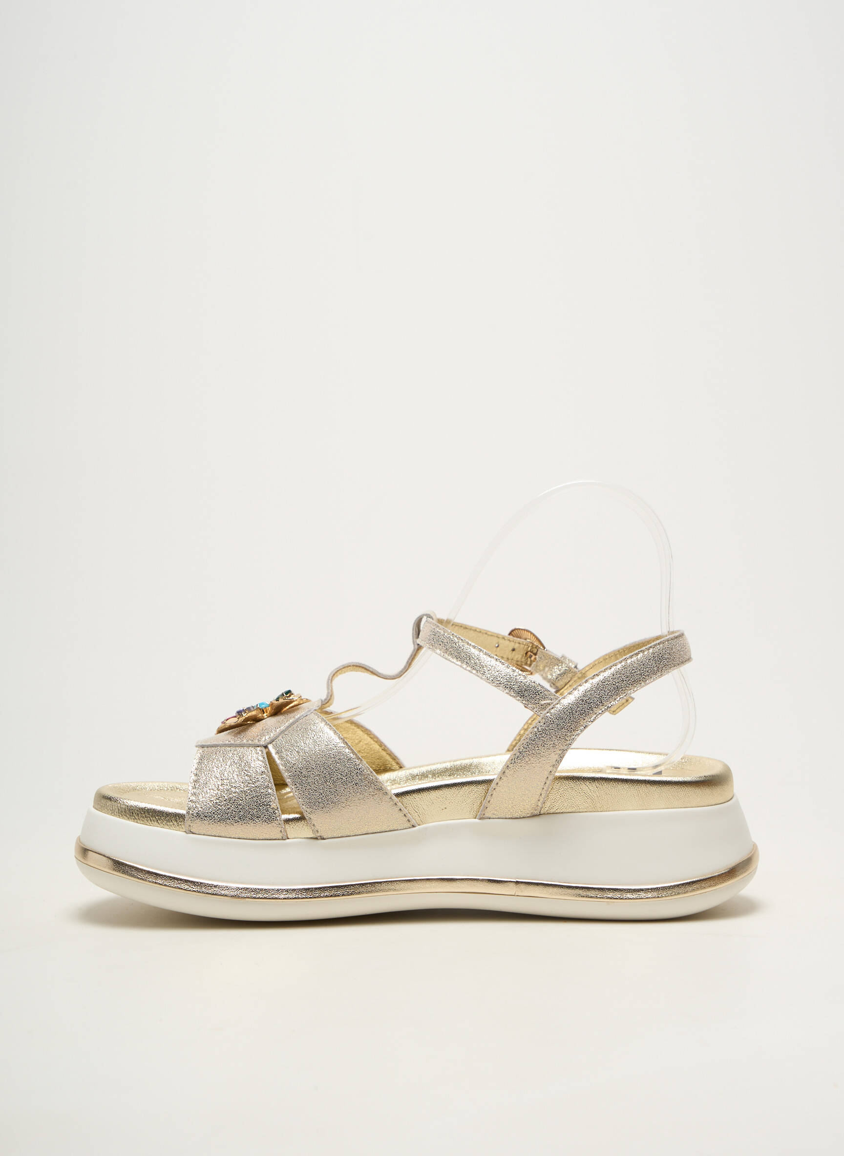 Sandale/pantofi decupați material neted toc de 4 la 6 cm auriu GIOPIU femeie