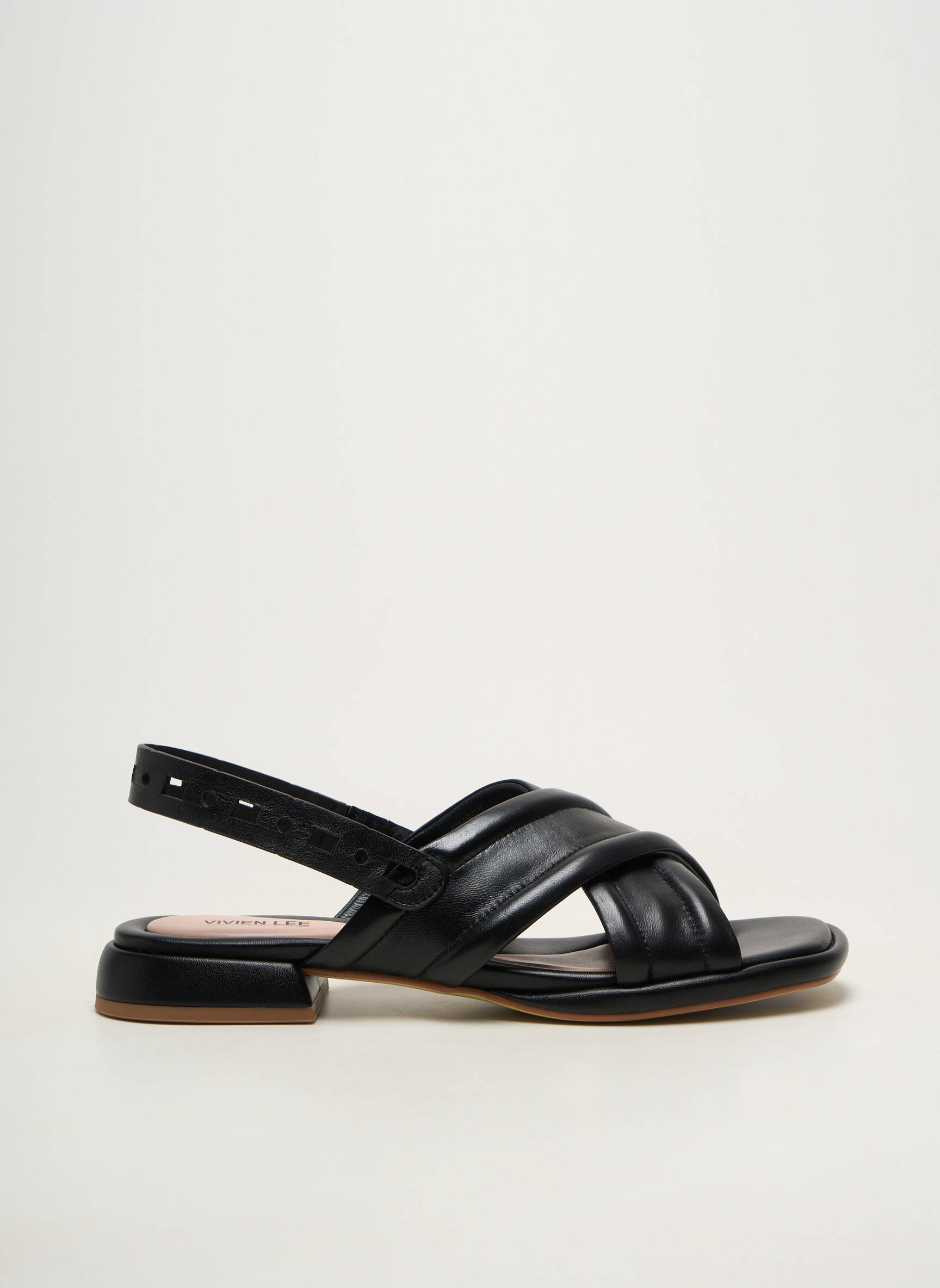 Sandale/pantofi decupați material neted toc plat până la 3 cm negru VIVIEN LEE femeie