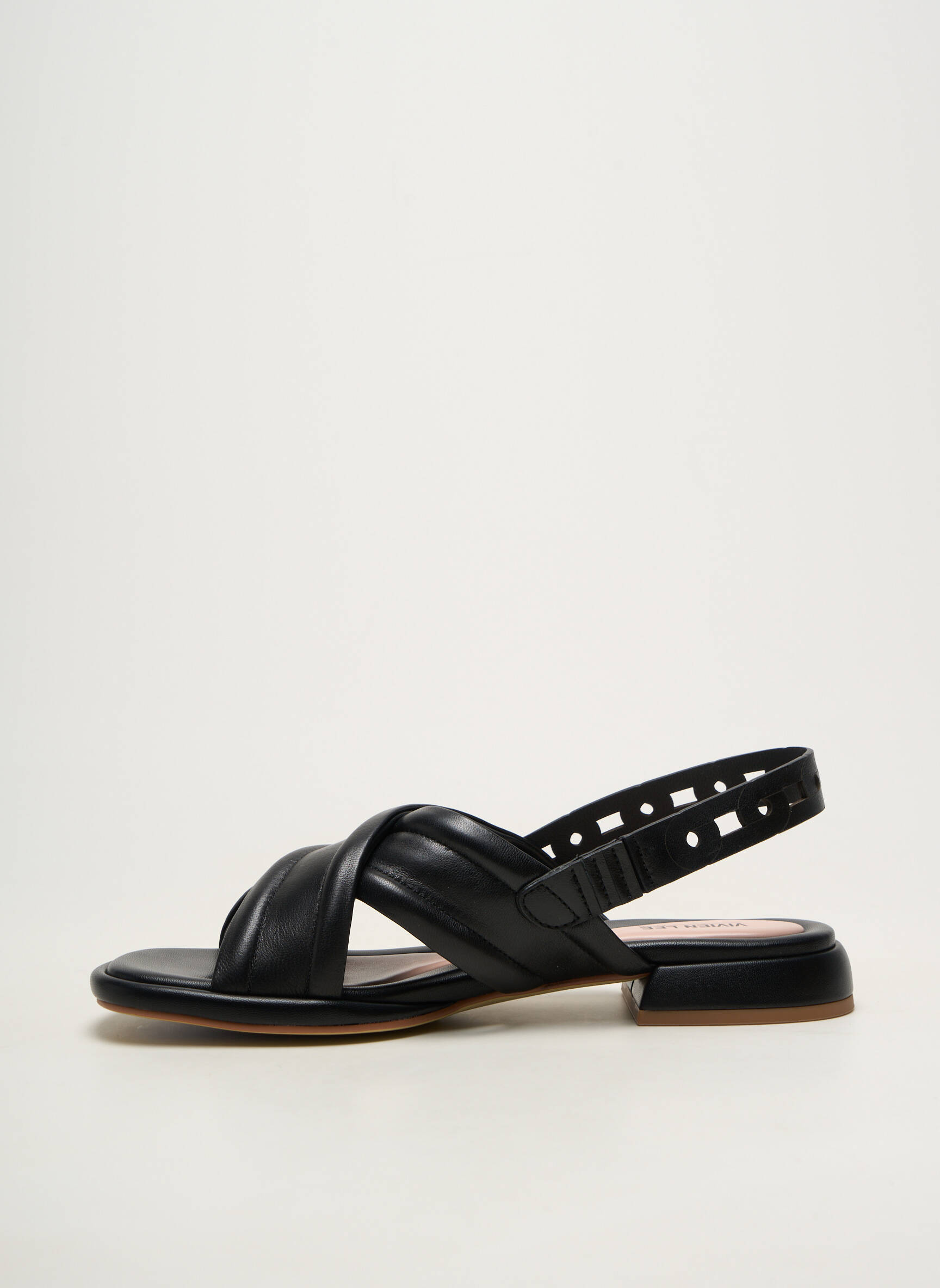 Sandale/pantofi decupați material neted toc plat până la 3 cm negru VIVIEN LEE femeie