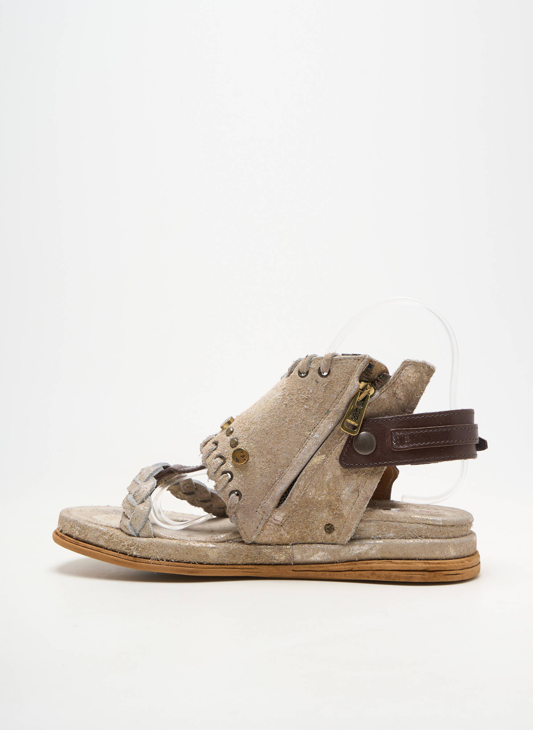 Sandale/pantofi decupați vârf deschis toc plat până la 3 cm bej A.S.98 femeie