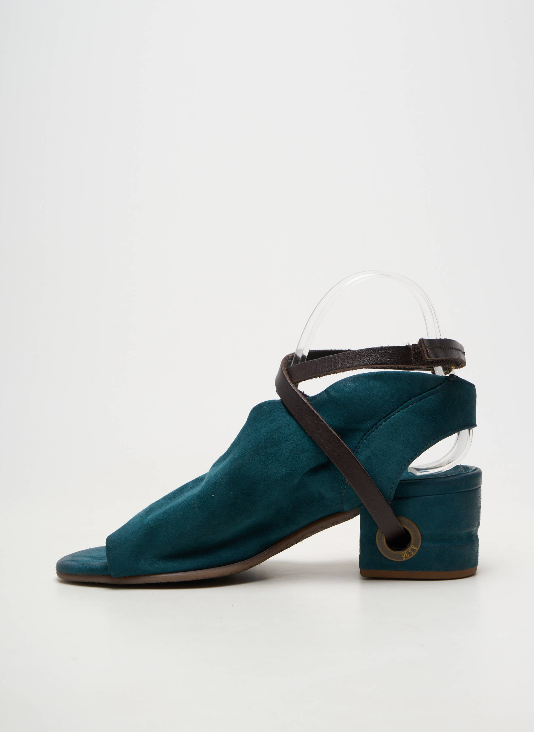 Sandale/pantofi decupați material neted toc de 4 la 6 cm albastru A.S.98 femeie