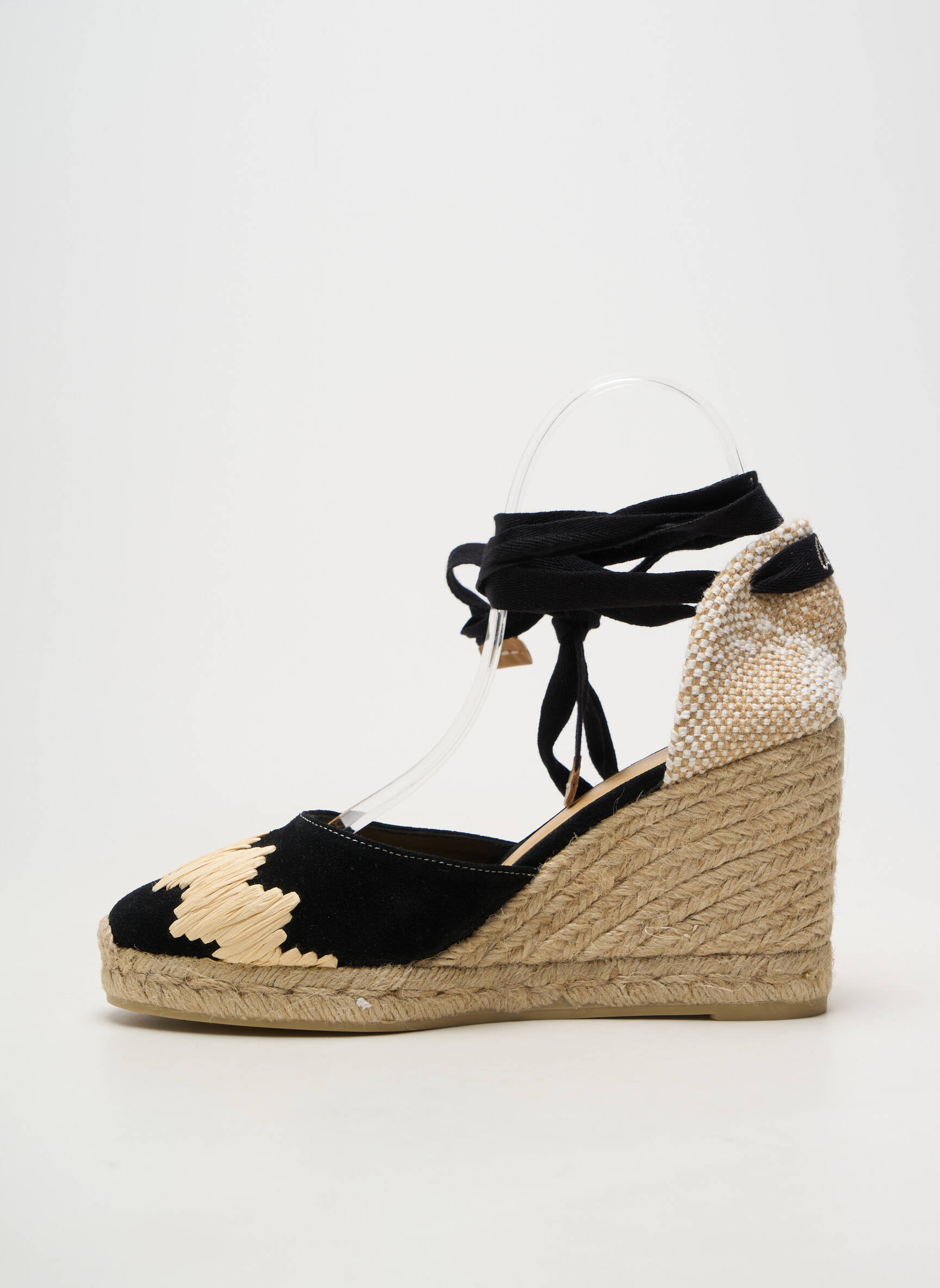 Espadrile închidere cu șireturi toc de 7 la 9 cm negru CASTANER femeie
