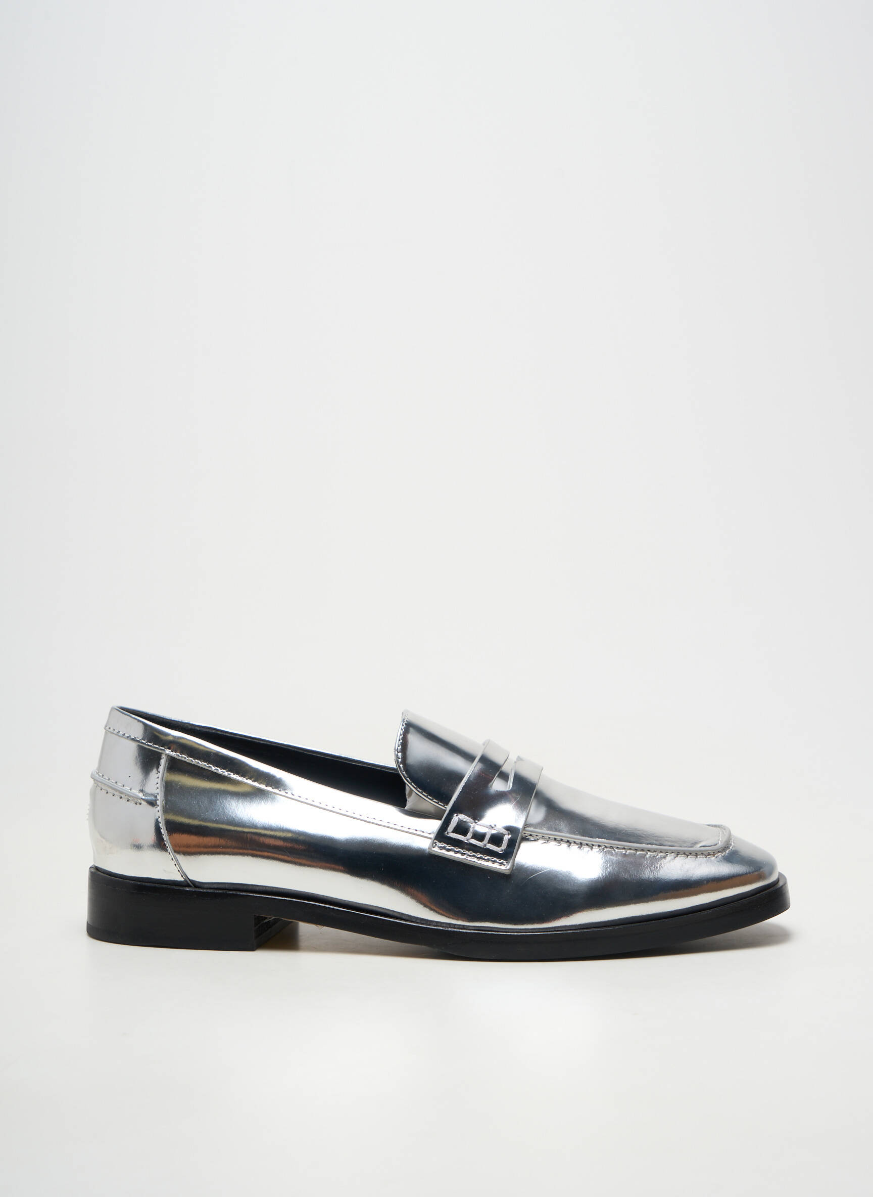 Mocasini material neted toc plat până la 3 cm argintiu MI/MAI femeie