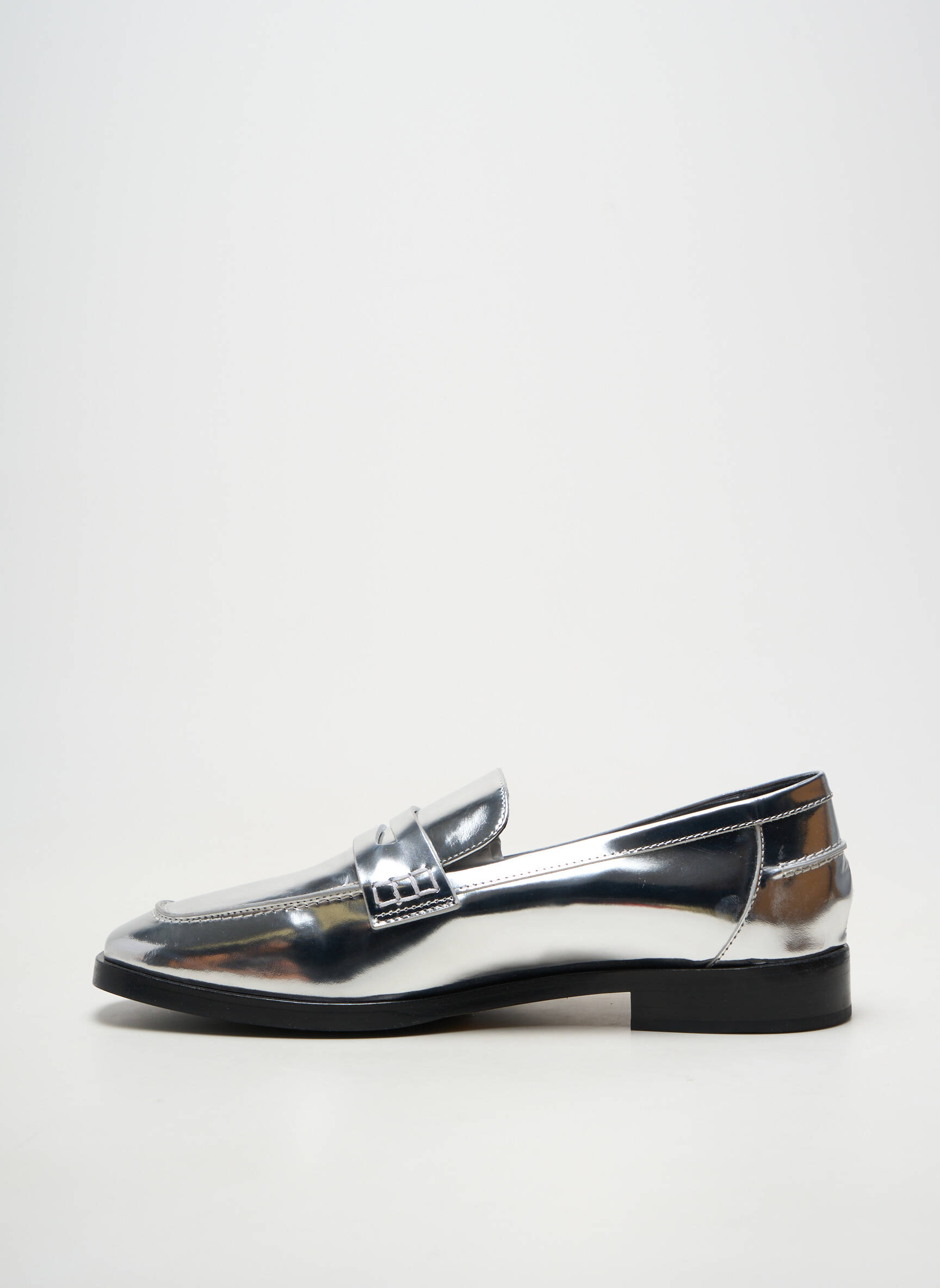 Mocasini material neted toc plat până la 3 cm argintiu MI/MAI femeie