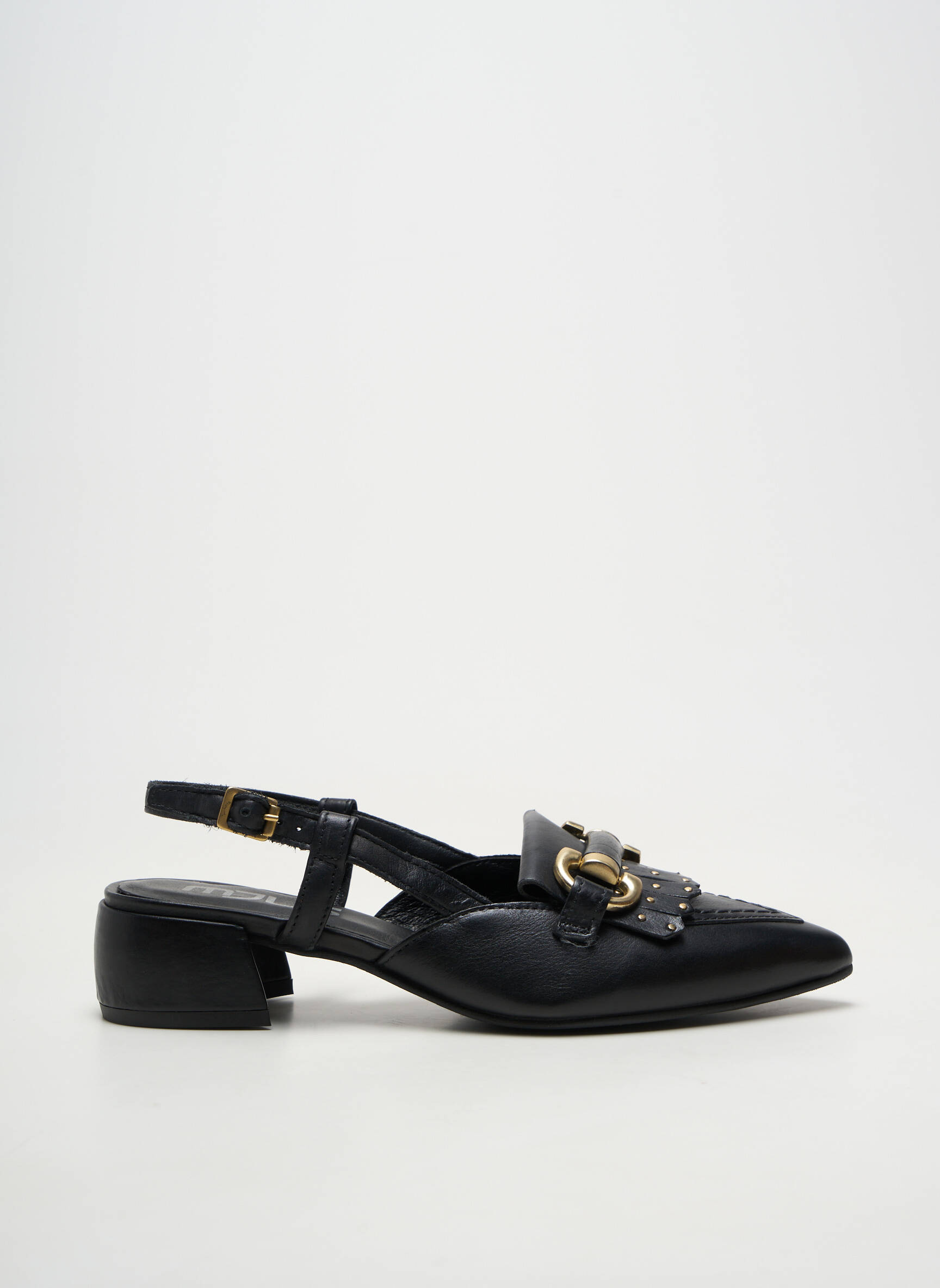 Sandale/pantofi decupați material neted toc de 4 la 6 cm negru MJUS femeie