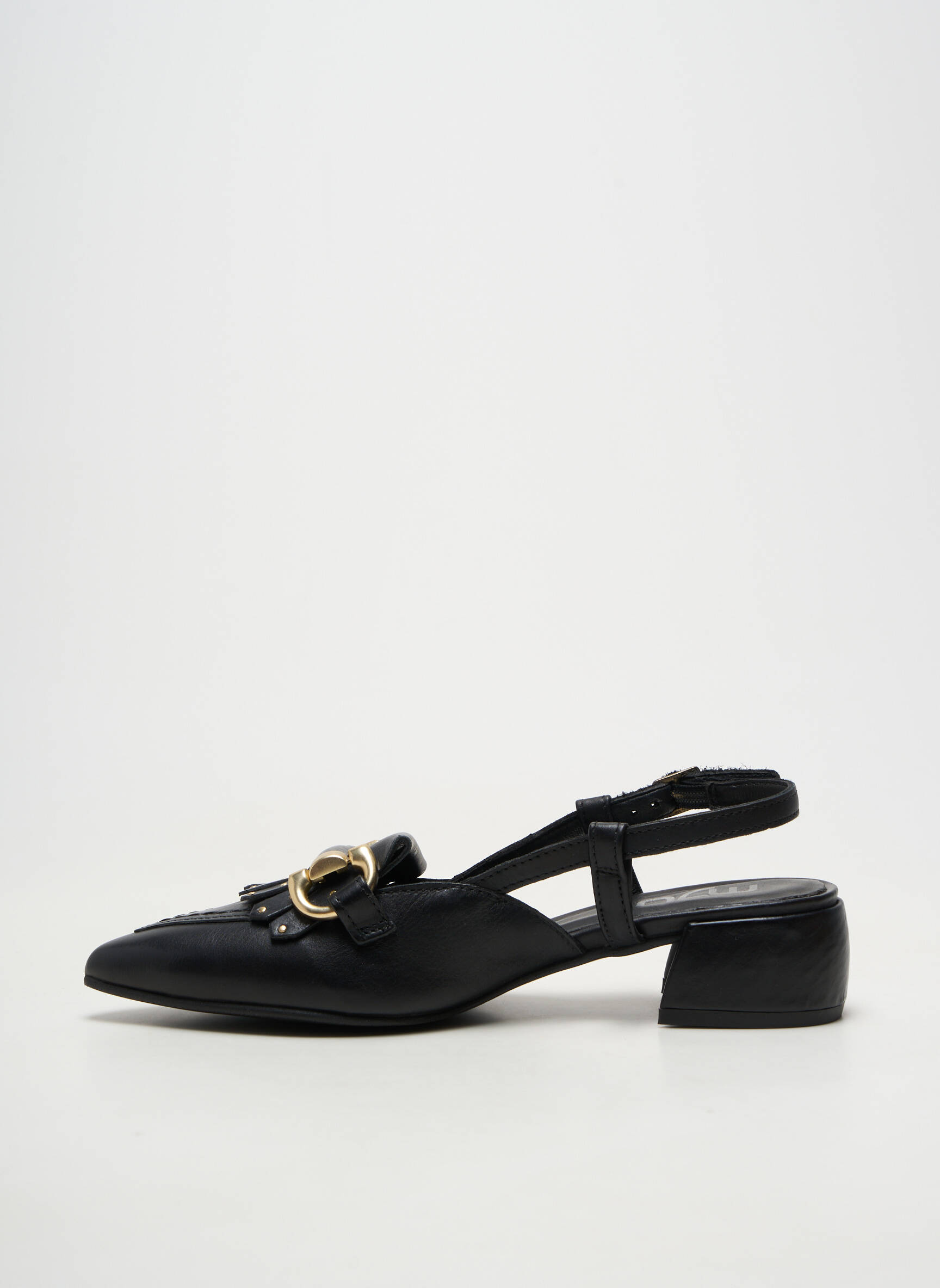 Sandale/pantofi decupați material neted toc de 4 la 6 cm negru MJUS femeie