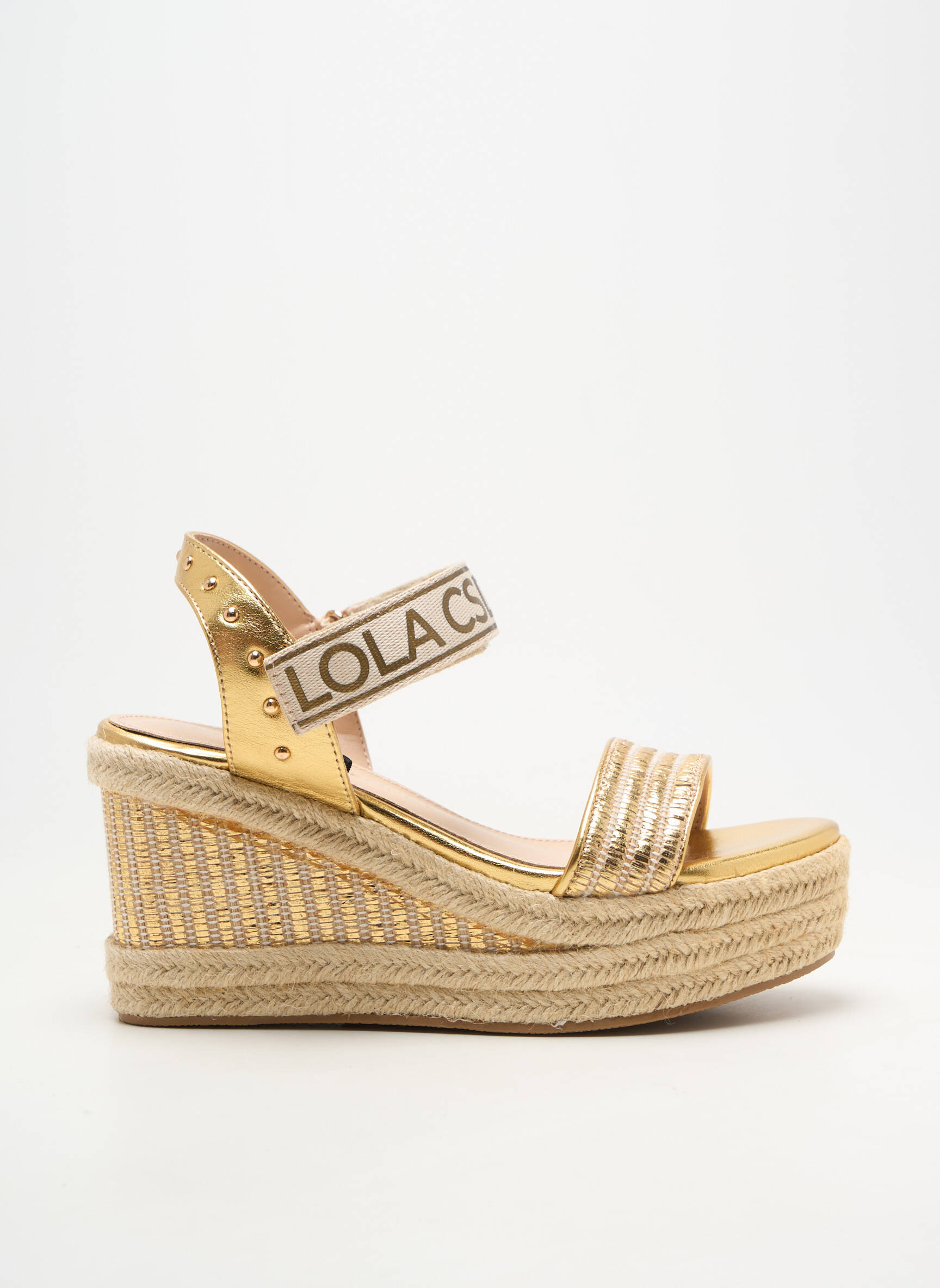 Sandale/pantofi decupați material neted toc de 7 la 9 cm auriu LOLA CASADEMUNT femeie
