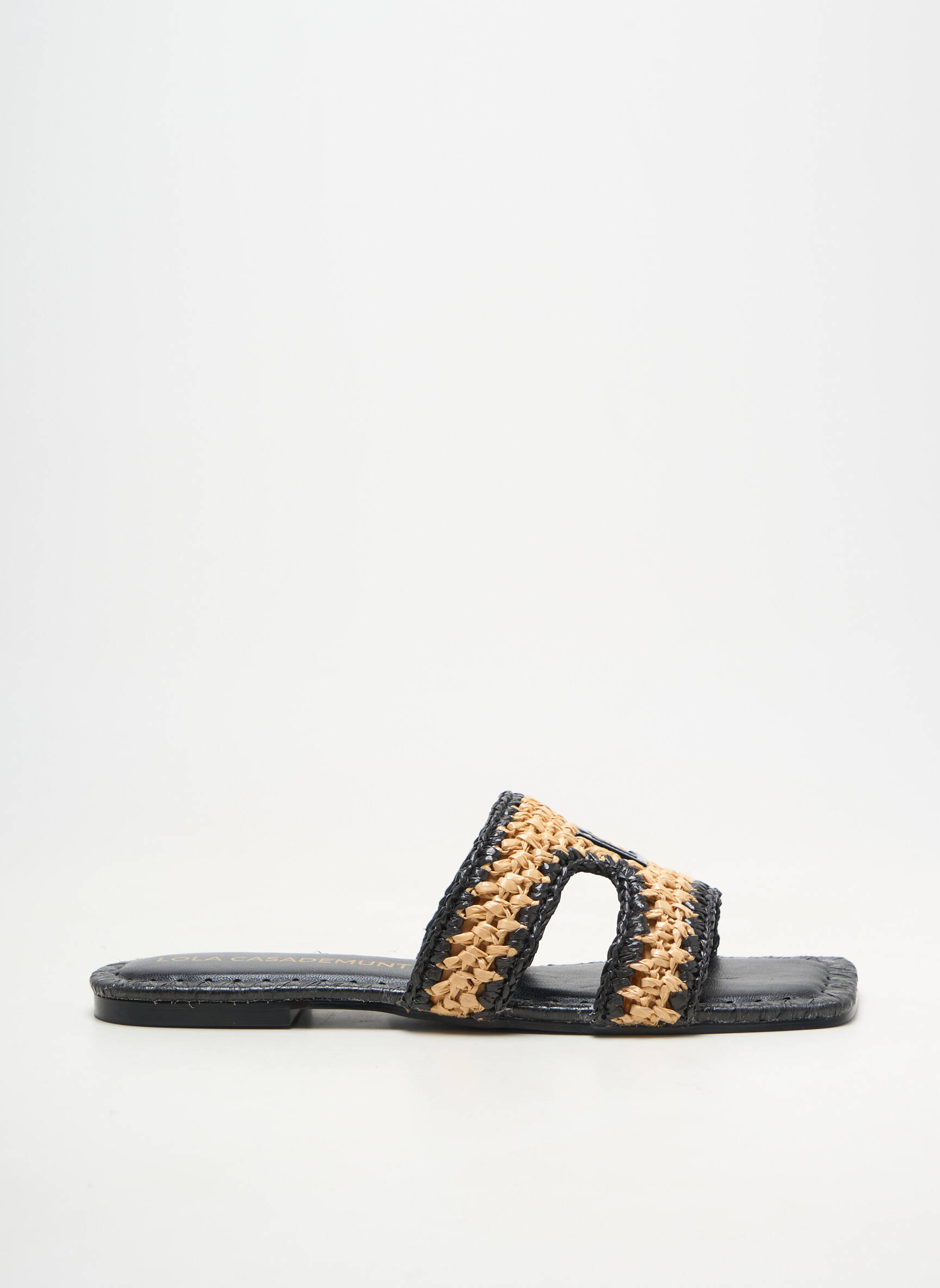 Mulete/saboți țesătură împletită toc plat până la 3 cm negru LOLA CASADEMUNT femeie