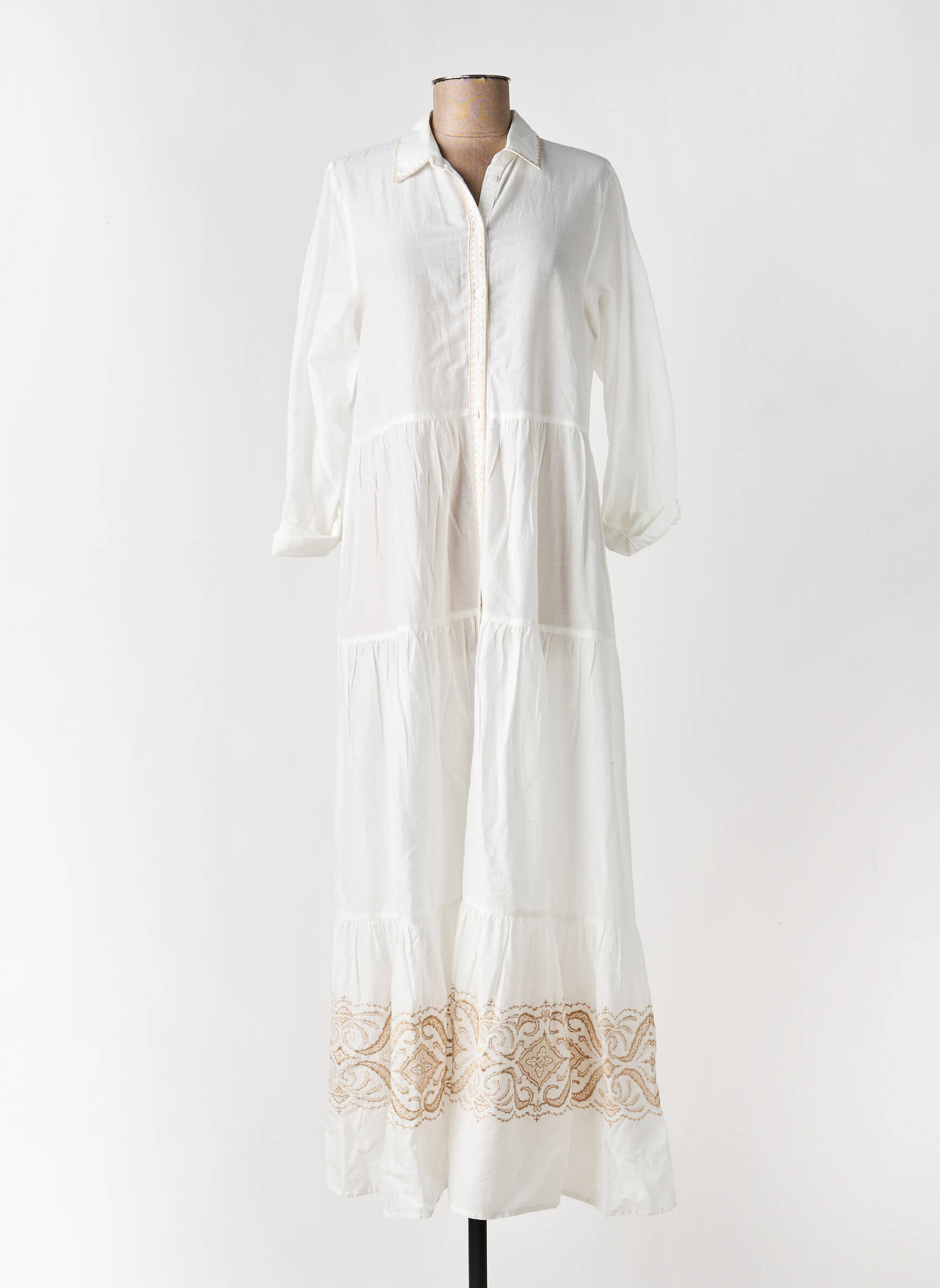 Rochie lungă mâneci lungi mâneci lungi alb GAUDI femeie