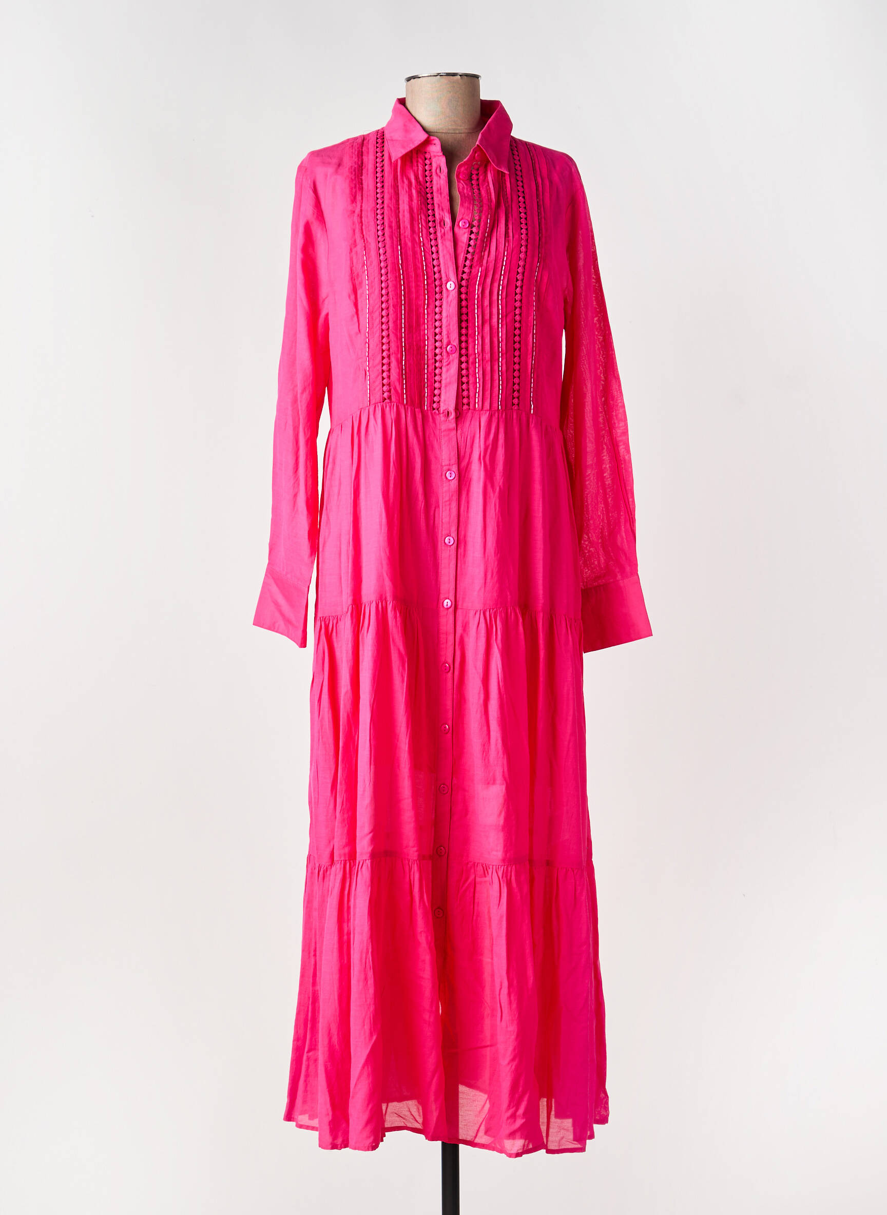 Rochie lungă mâneci lungi mâneci lungi roz GAUDI femeie