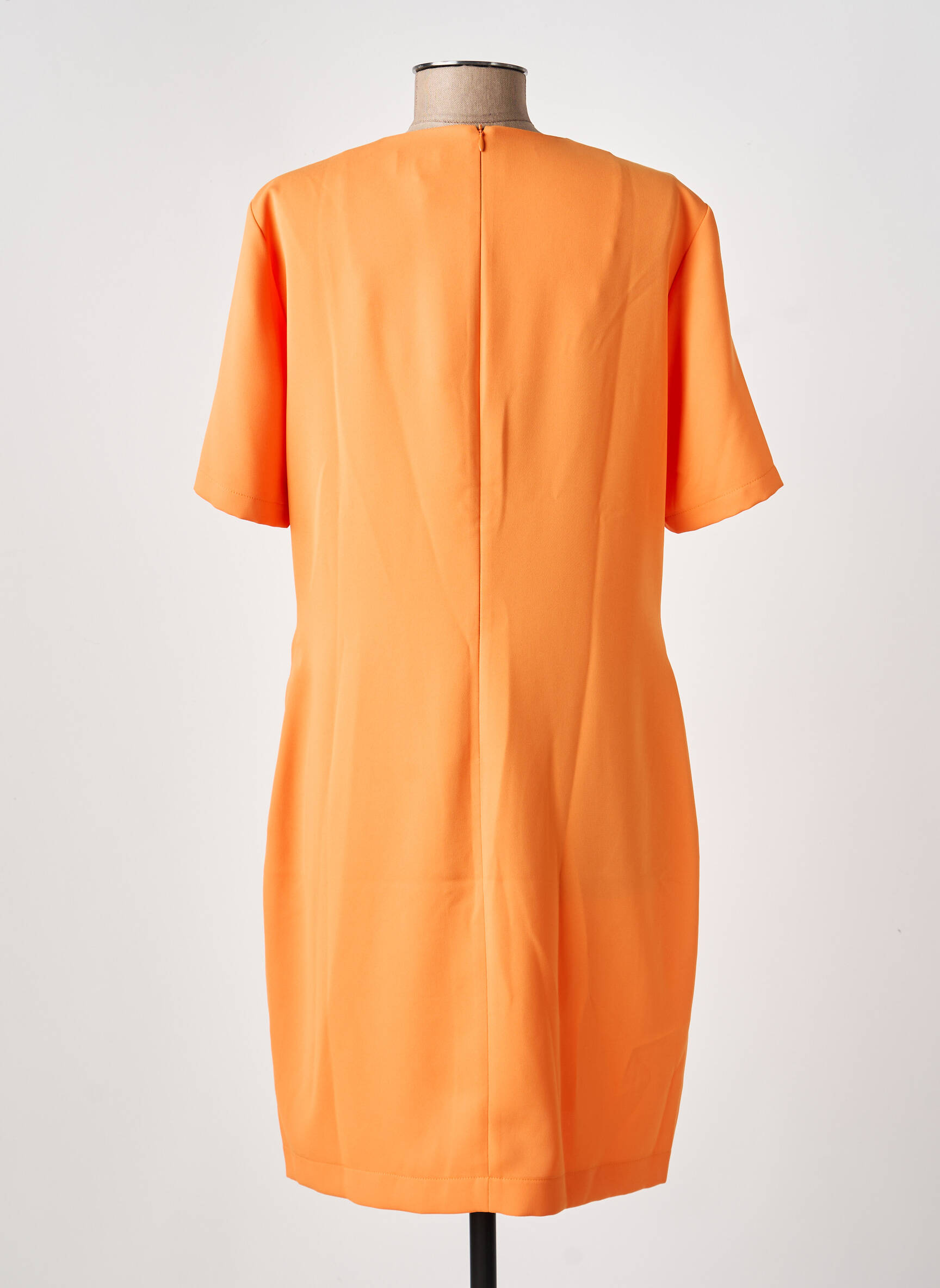 Rochie midi țesătură crep mâneci scurte portocalie EVA KAYAN femeie