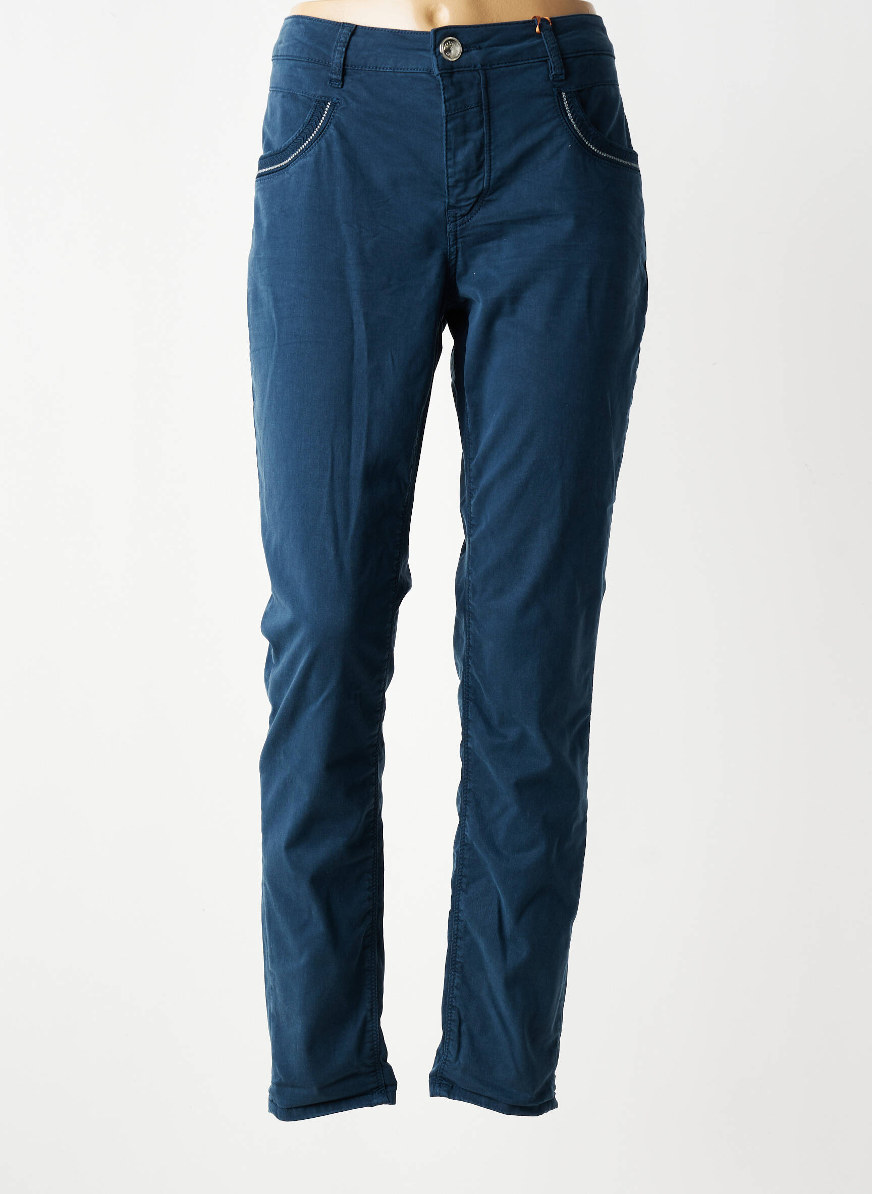 Pantalon slim țesătură poplin mărime normală albastru MOS MOSH femeie