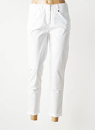 Pantalon 7/8 talie elastică mărime normală alb TONI femeie