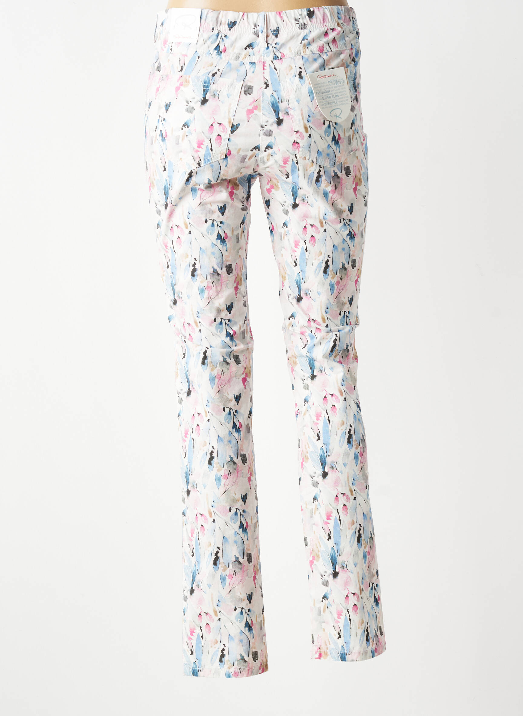 Pantalon slim talie elastică mărime normală alb TONI femeie