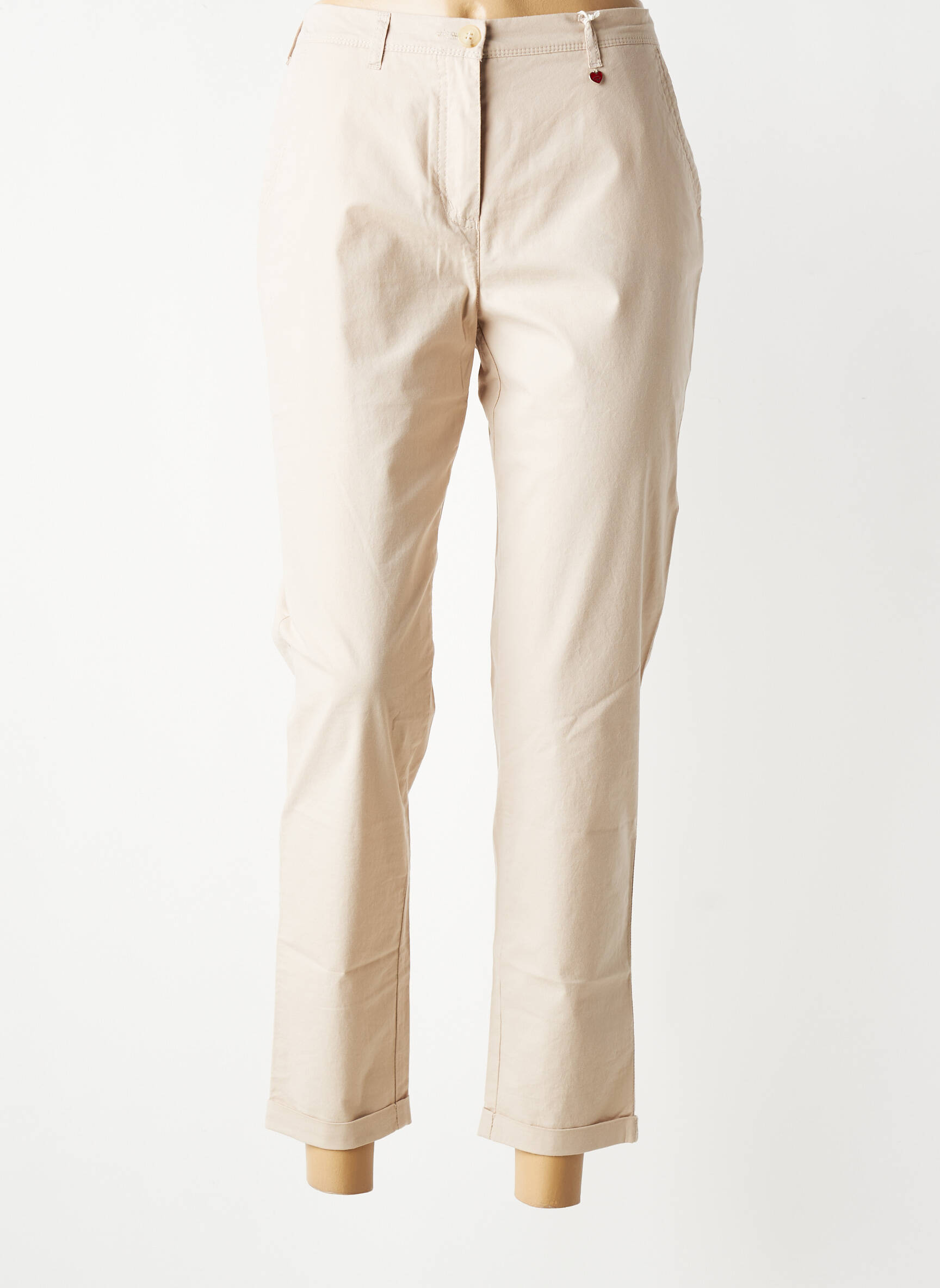 Pantalon 7/8 talie elastică mărime normală bej TONI femeie