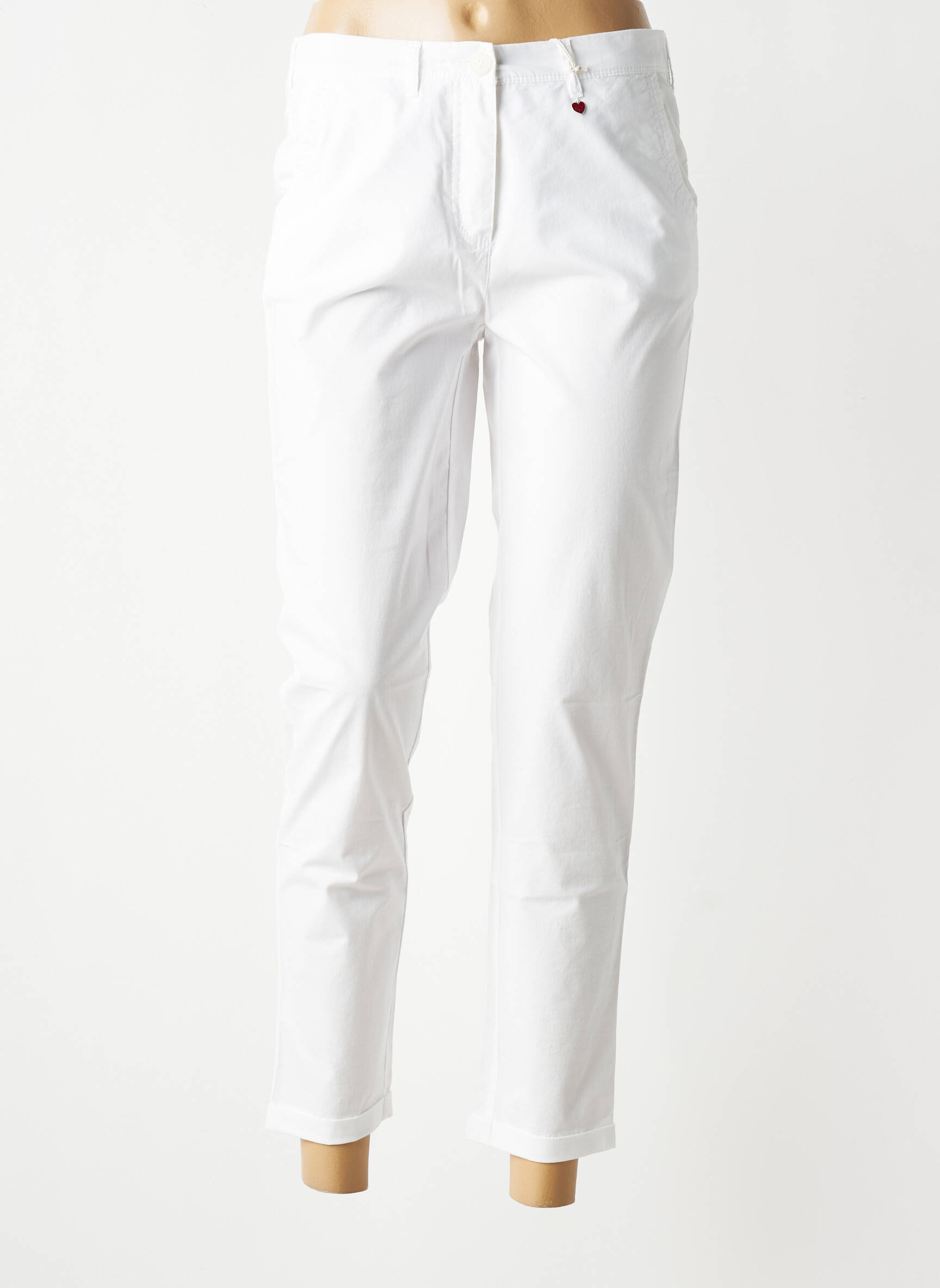 Pantalon 7/8 talie elastică mărime normală alb TONI femeie
