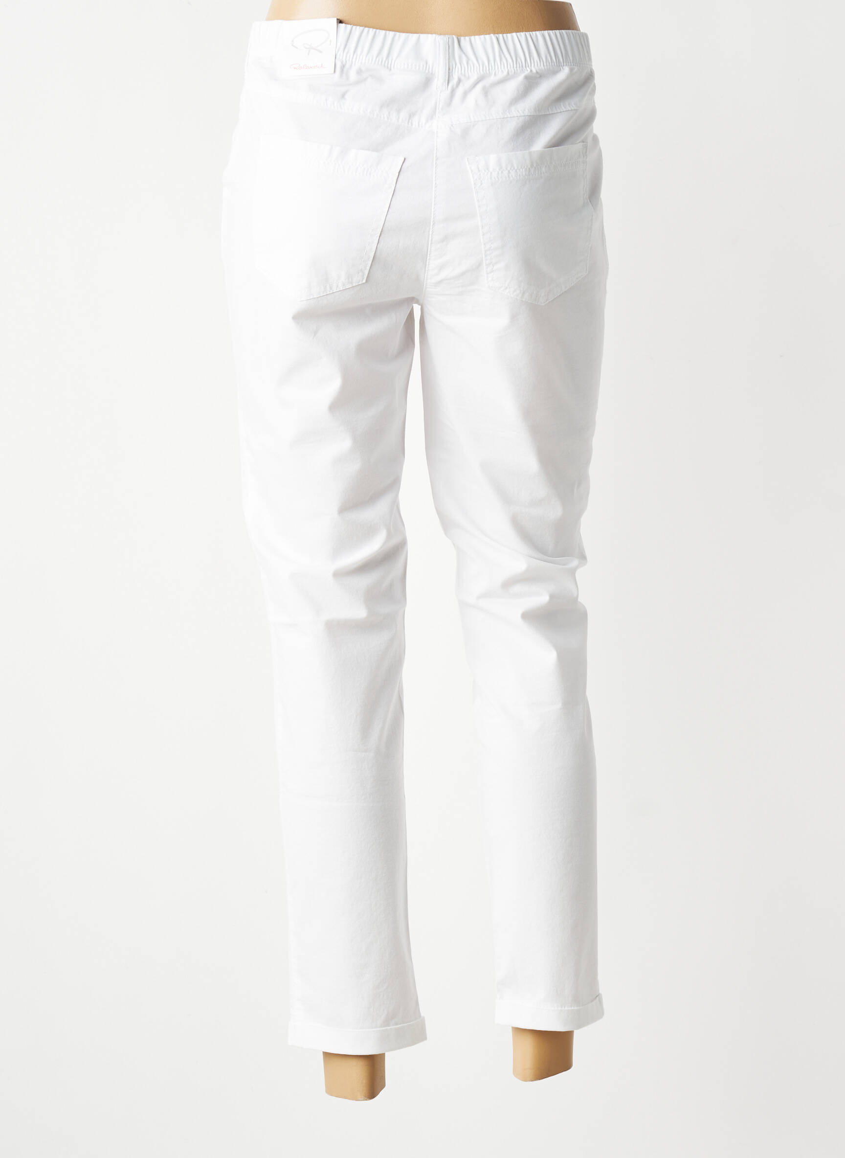 Pantalon 7/8 talie elastică mărime normală alb TONI femeie