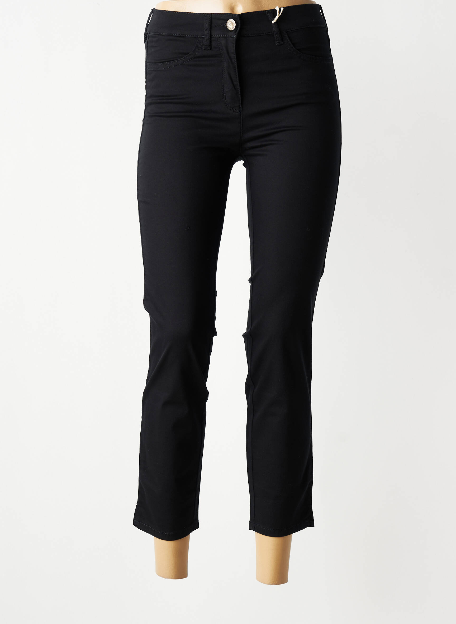 Pantalon 7/8 țesătură poplin mărime normală negru TONI femeie