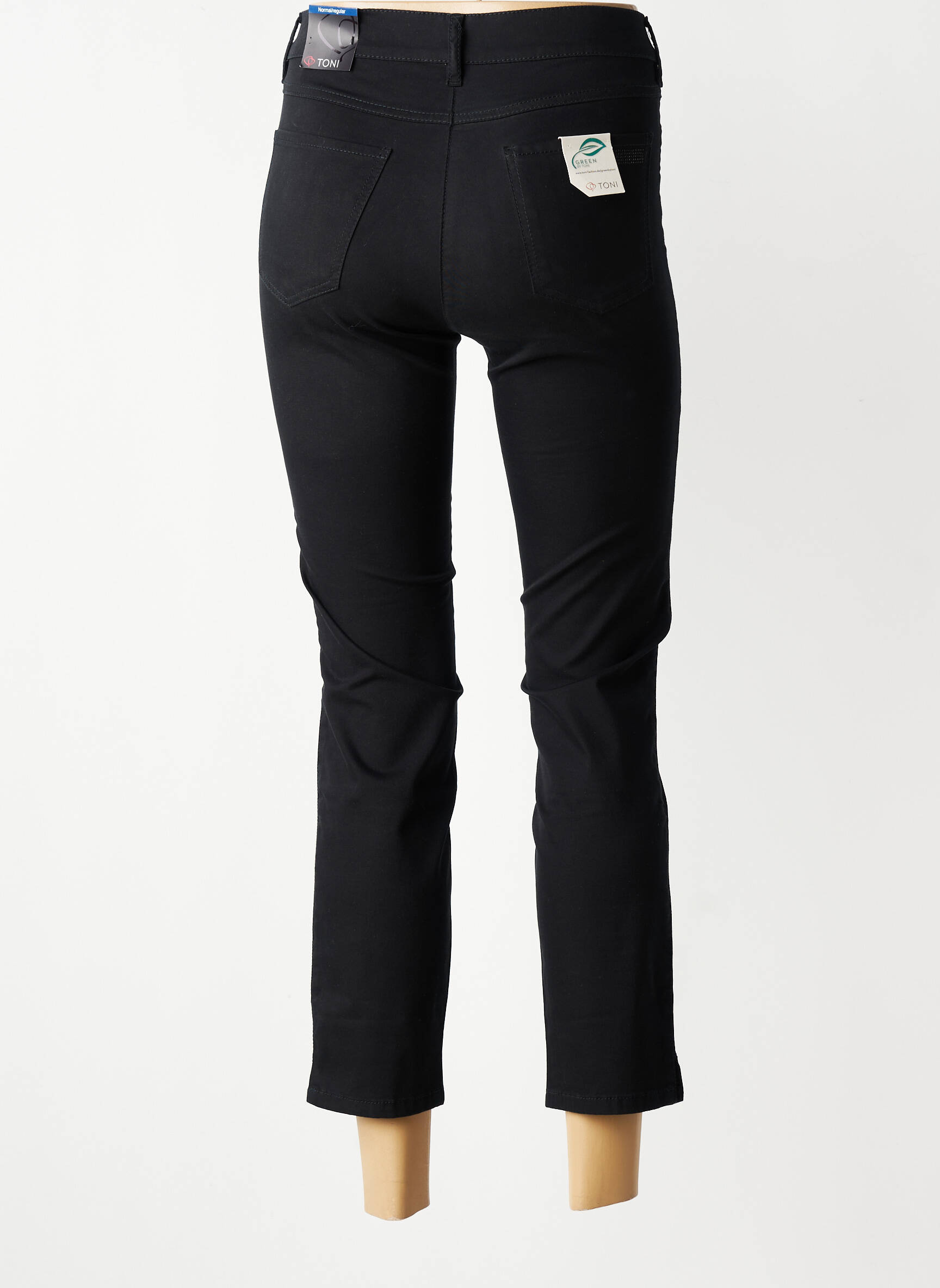 Pantalon 7/8 țesătură poplin mărime normală negru TONI femeie