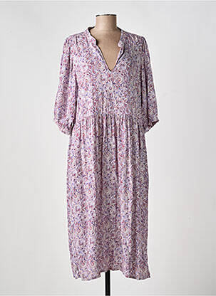 Rochie lungă imprimeu floral mâneci 3/4 violet ANDAM femeie