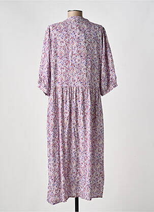 Rochie lungă imprimeu floral mâneci 3/4 violet ANDAM femeie