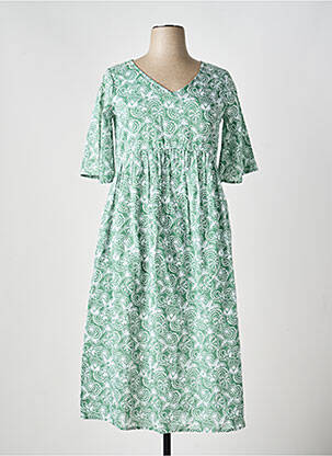Rochie lungă croială evazată mâneci scurte verde AGATHE & LOUISE femeie